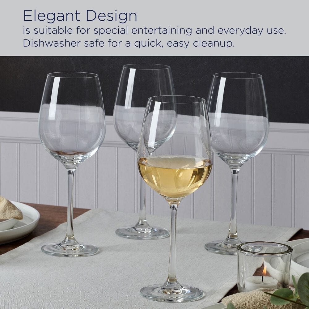 Premium Lana Set of 4 Crystal Clear White Wine Glasses - Elegant Stemware for Chardonnay, Sauvignon Blanc & Dinner Parties