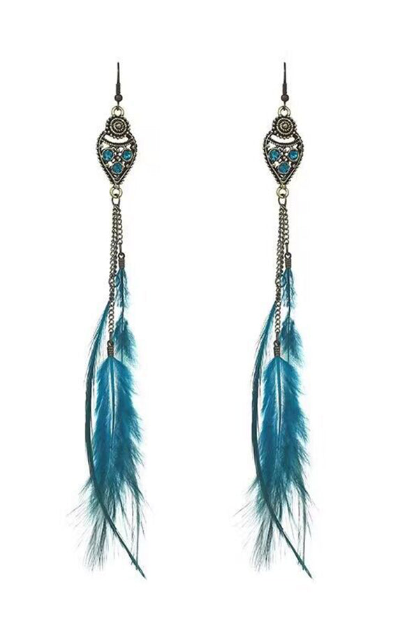 Vintage Chain Tassel Bohemian Feather Earrings for Women - Handmade Boho Chic Jewelry for Parties, Festivals & Everyday Wear