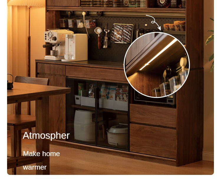 Solid Black Walnut Wood Sideboard Buffet Cabinet - Rustic Dining Room Storage Furniture for Kitchen, Living Room & Entryway Organization