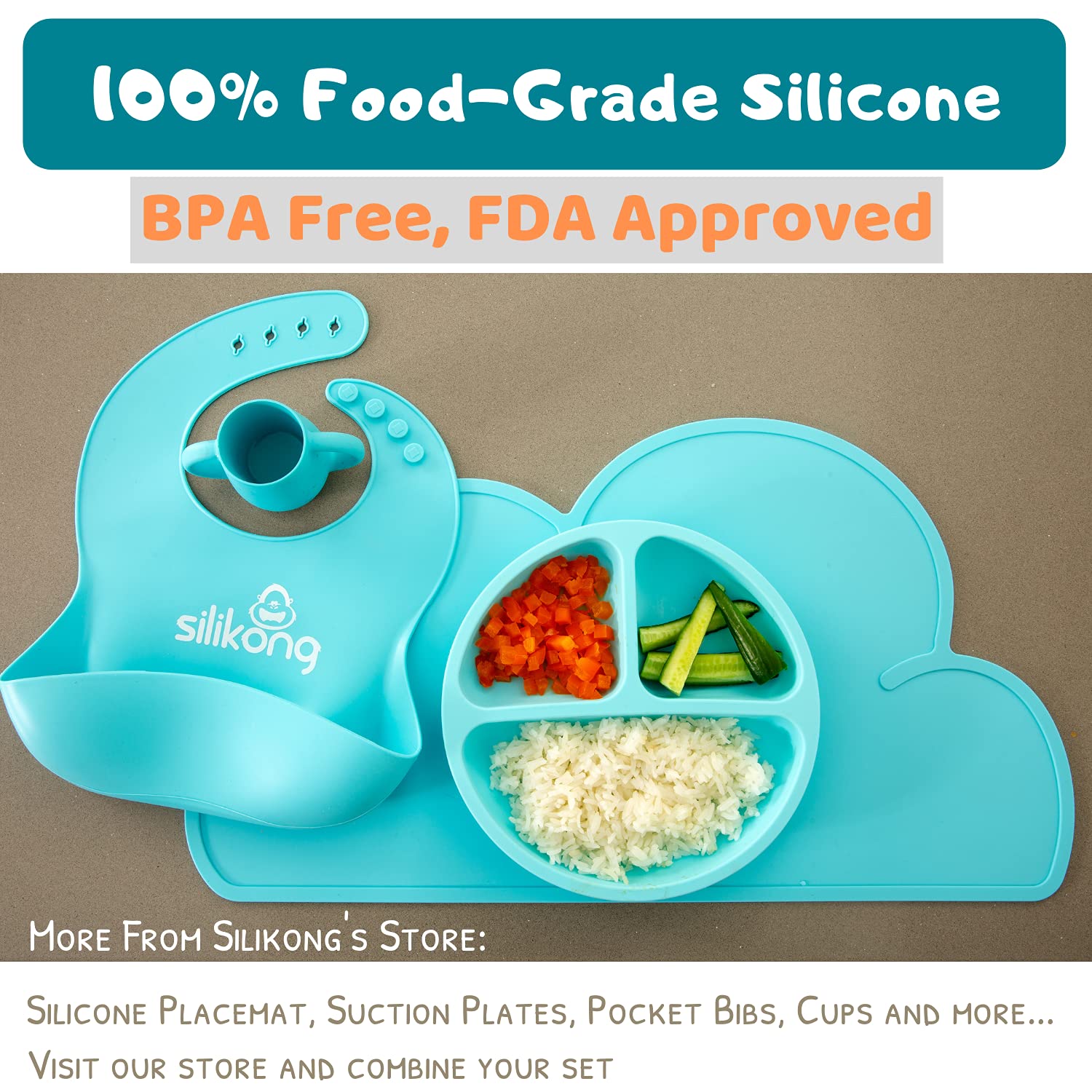 BPA-Free Divided Silicone Plates for Toddlers & Kids - No Suction, Dishwasher, Microwave & Oven Safe - Boys' Sectioned Feeding Plates for Mealtime, School Lunches & Picnics