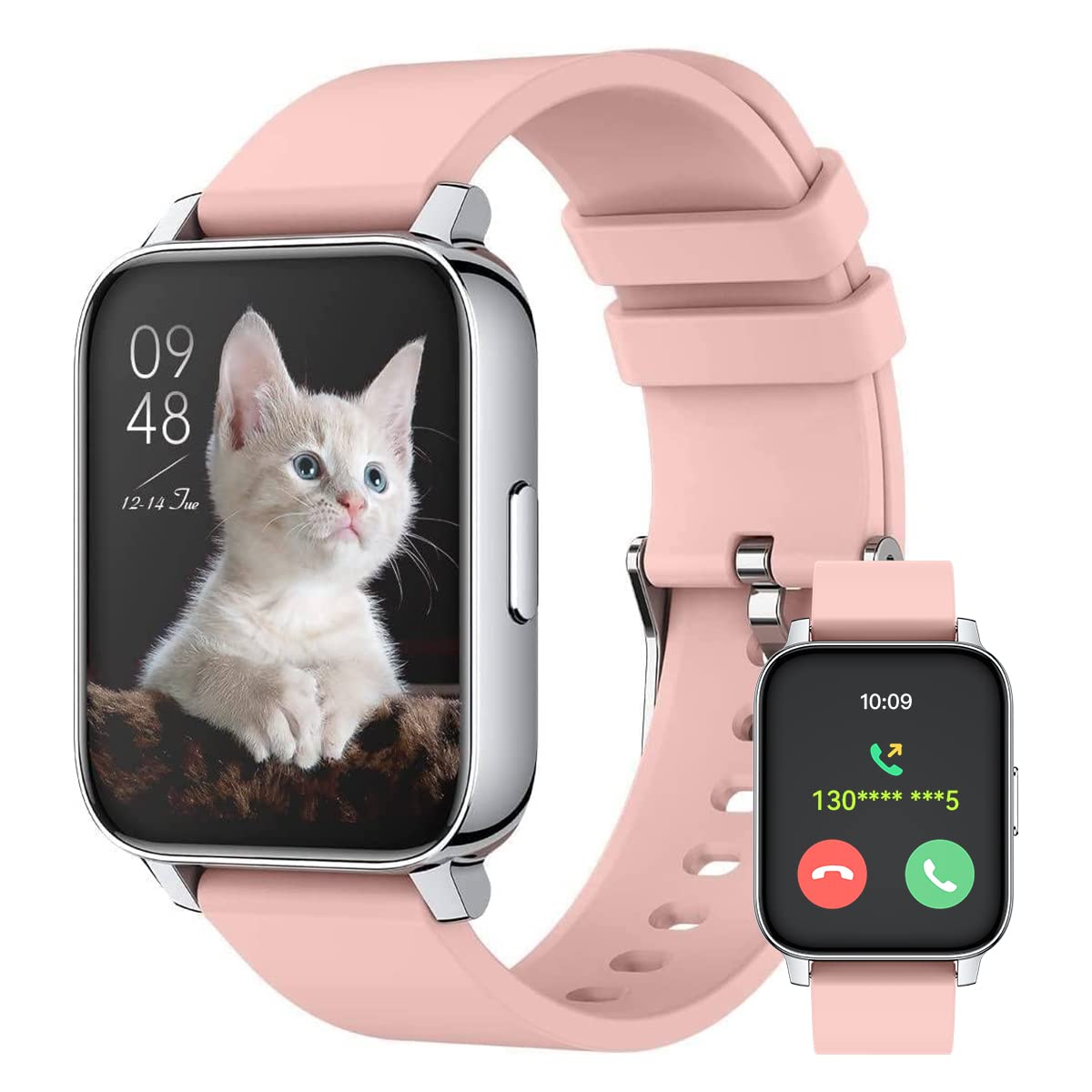 Women's Pink Smart Watch - Heart Rate, Sleep Monitor, Waterproof Fitness Tracker for iOS/Android - Perfect for Workouts & Daily Use