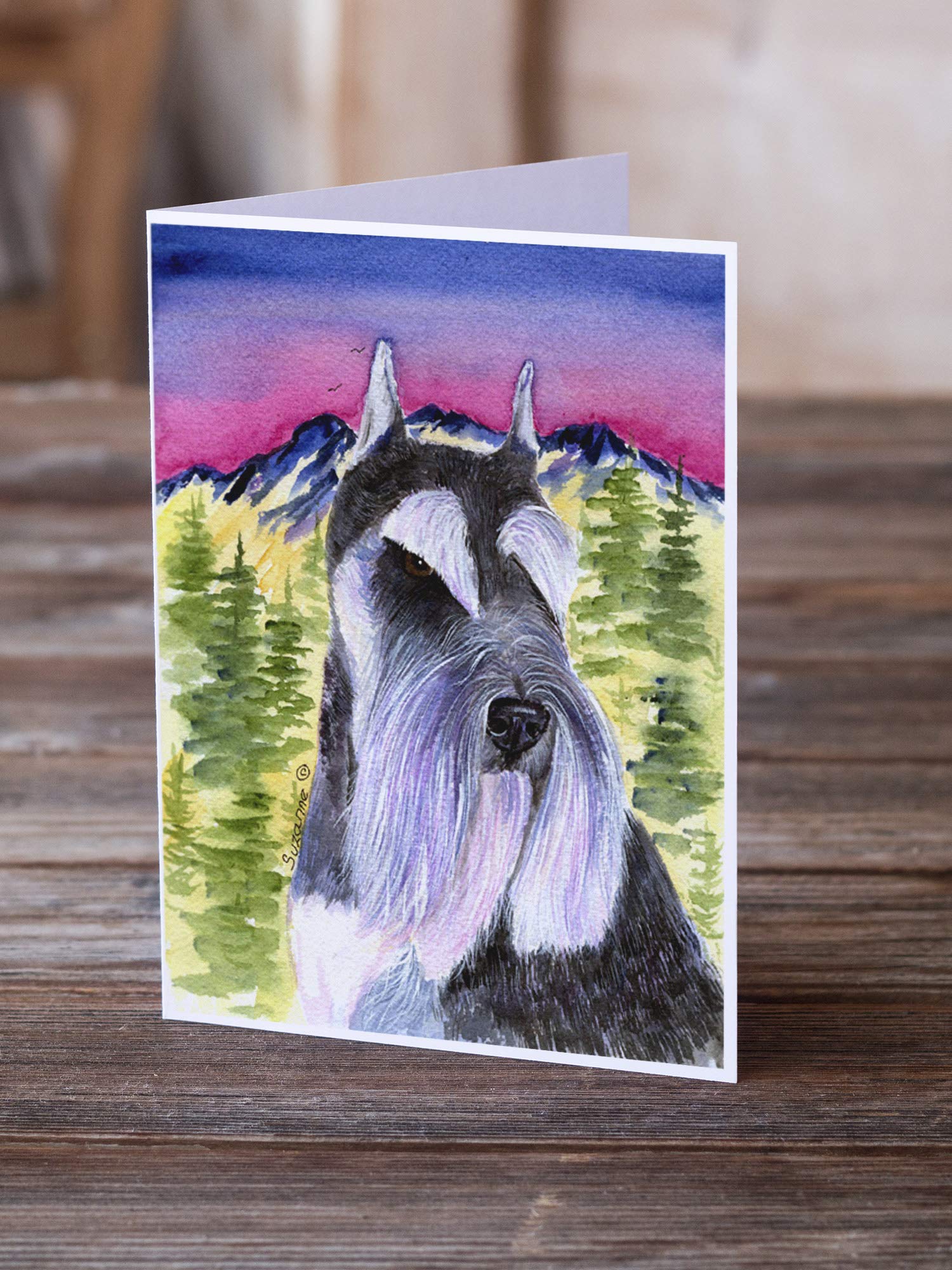 Whimsical Schnauzer Greeting Cards - Pack of 8 Blank A7 (5x7) Note Cards with Envelopes | Perfect for Birthdays, Thank You Notes & Pet Lover Gifts