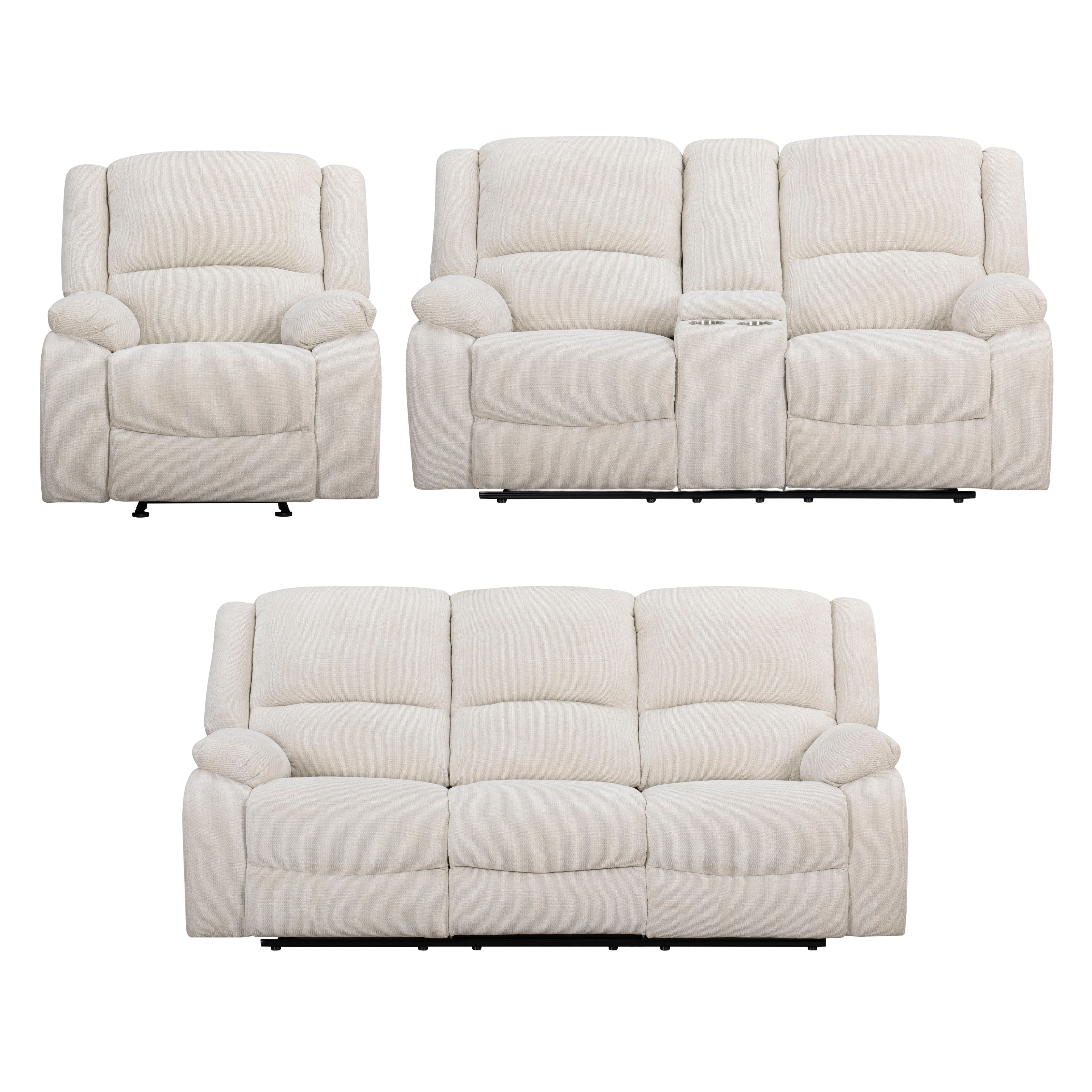 Roundhill Furniture Blitz Transitional Living Room Reclining Sofa Set - Modern Comfort for Relaxing & Entertaining - Perfect for Family Movie Nights & Cozy Evenings