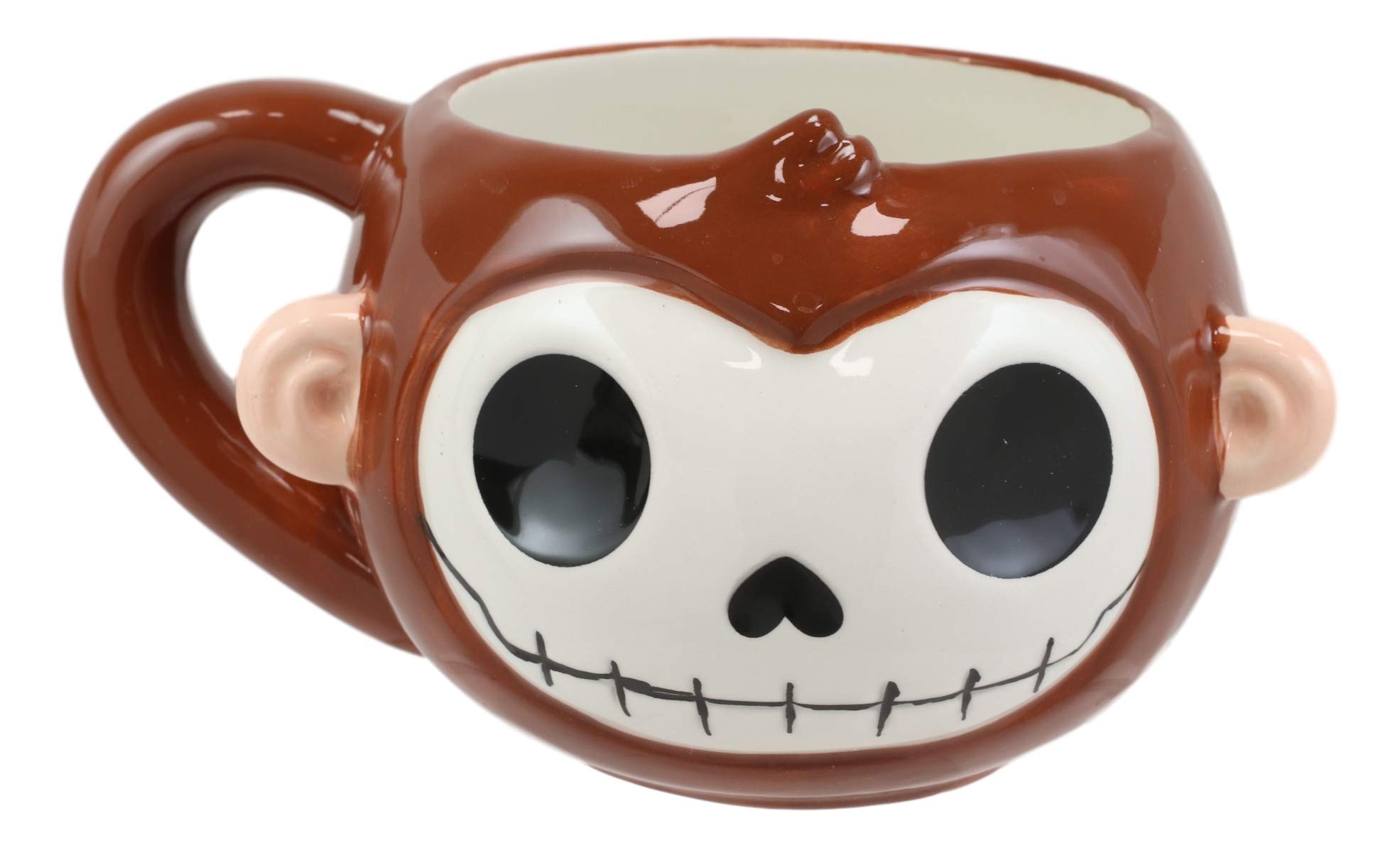 Ebros Gift Furrybones Adorable 14oz Ceramic Drinking Mug - Collectible Skeleton Monster Figurine with Furry Bones Design - Perfect for Coffee, Tea & Beverages - Unique Gift for Halloween & Anime Fans (Munky The Monkey Style)