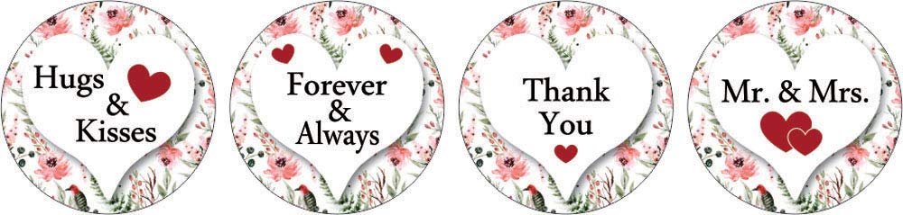 190 Pcs DIY Heart Floral Wedding Stickers - Chocolate Labels for Party Decor