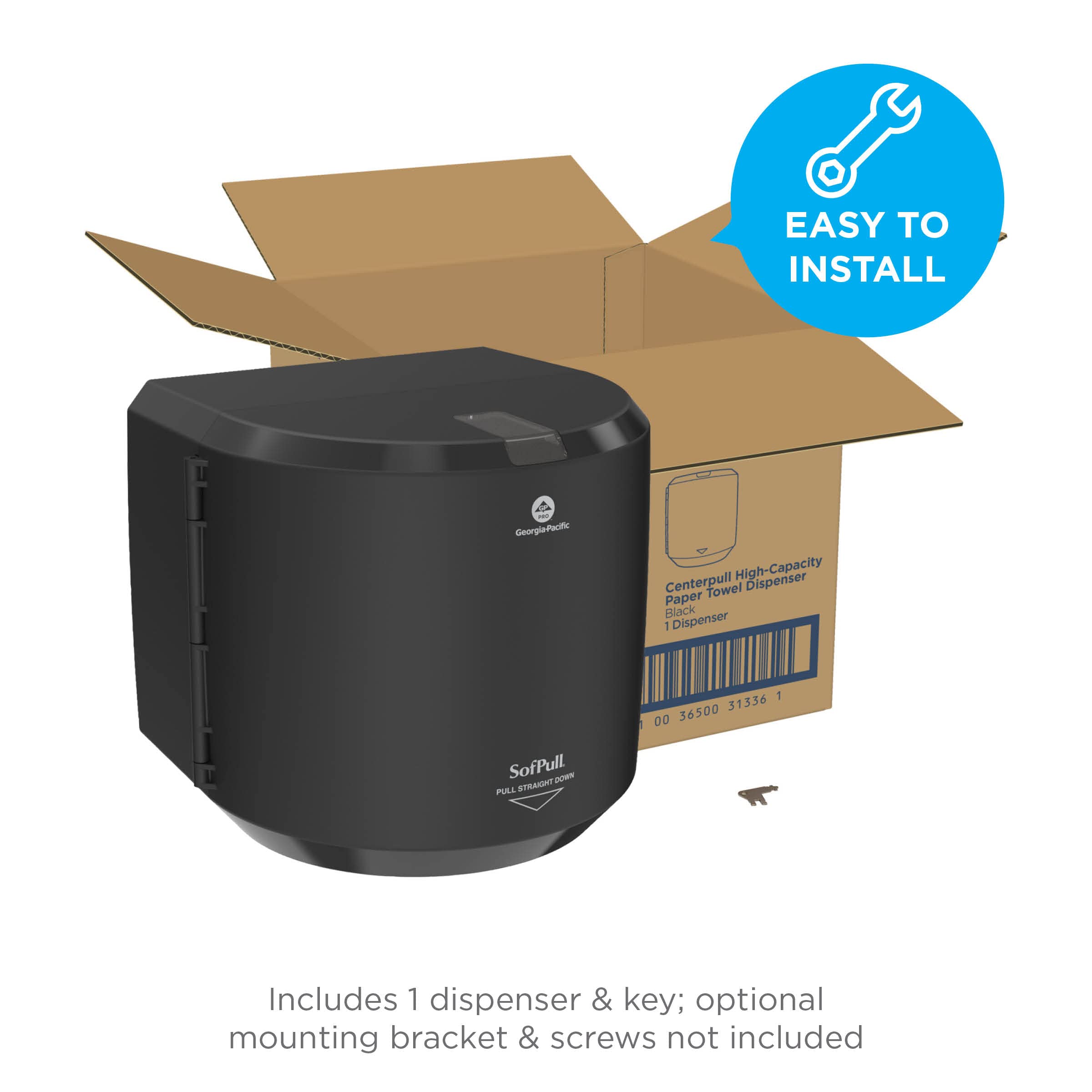 SOFPULL® Large High-Capacity Centerpull Paper Towel Dispenser by GP PRO (Georgia-Pacific) - Black, 1 Dispenser - Ideal for Restaurants, Offices & Commercial Kitchens
