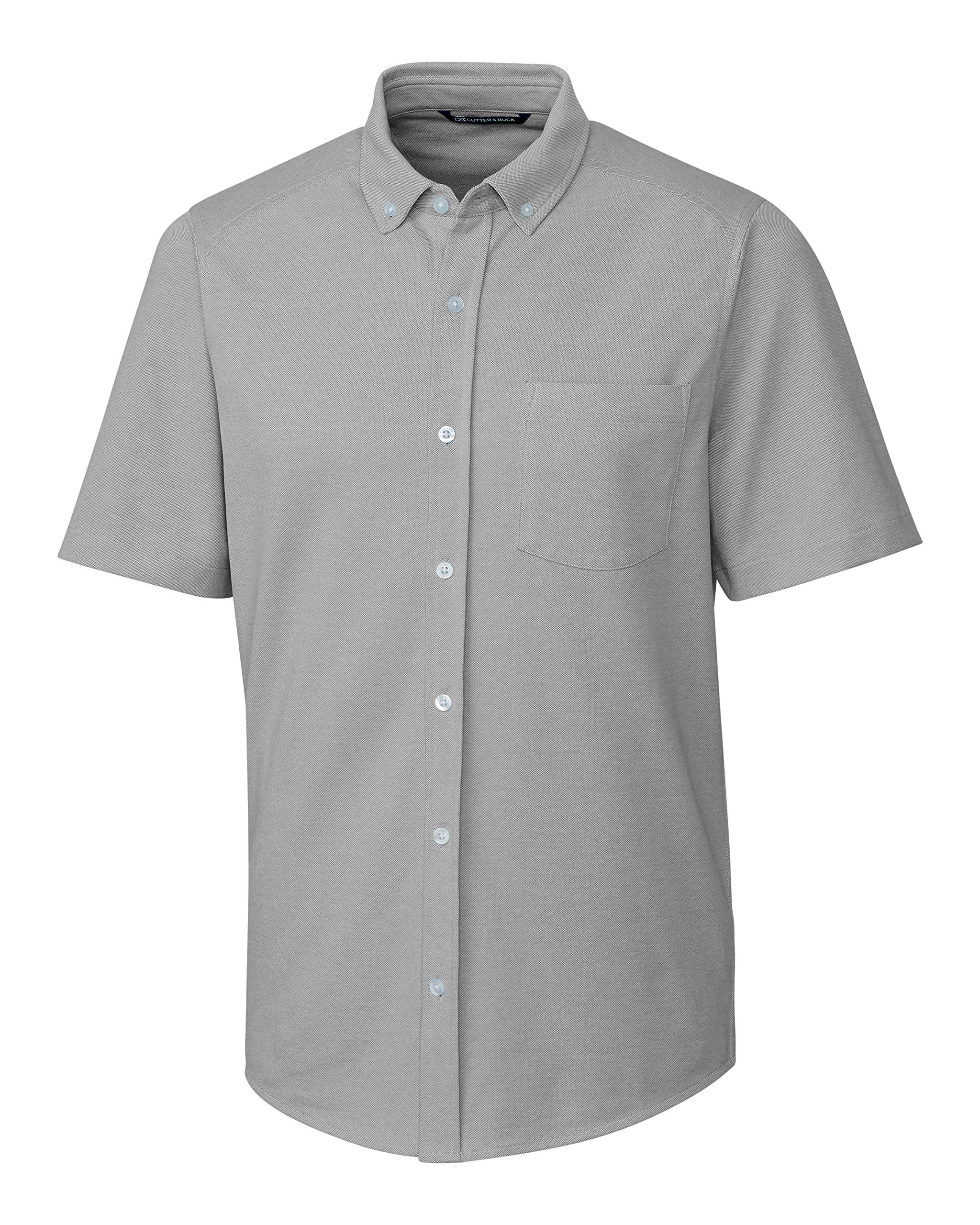Cutter & Buck Men's Short Sleeve Cotton-Blend Knit Oxford Shirt - Comfortable Casual Wear for Office, Golf & Outdoor Activities