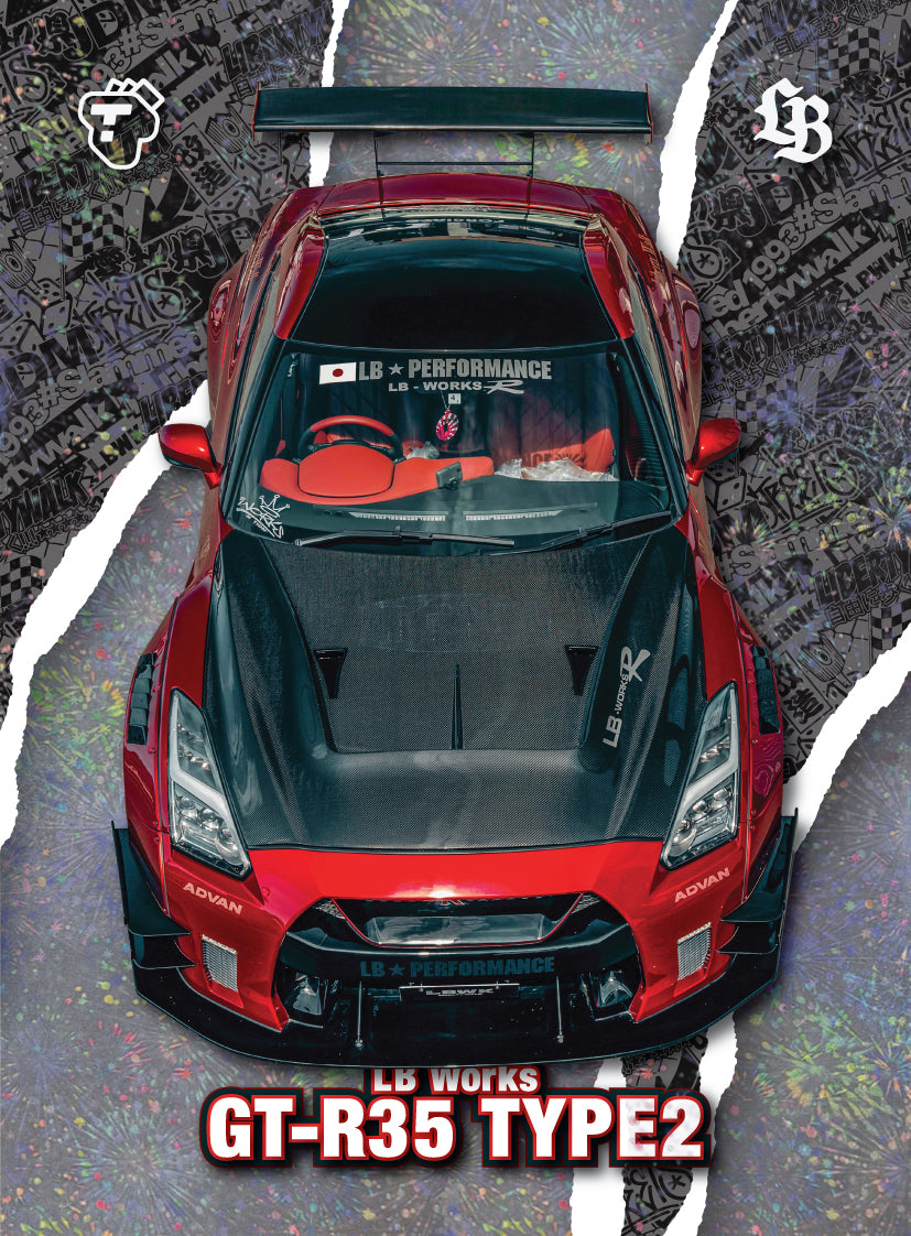 Tarmac Cards LB Liberty Walk Collection Vol.1 - Special Parallel LW TA 13 Nissan R35 Type2 (Hanabi/99) Special Edition - Rare Collectible Trading Cards for Car Enthusiasts & Model Display