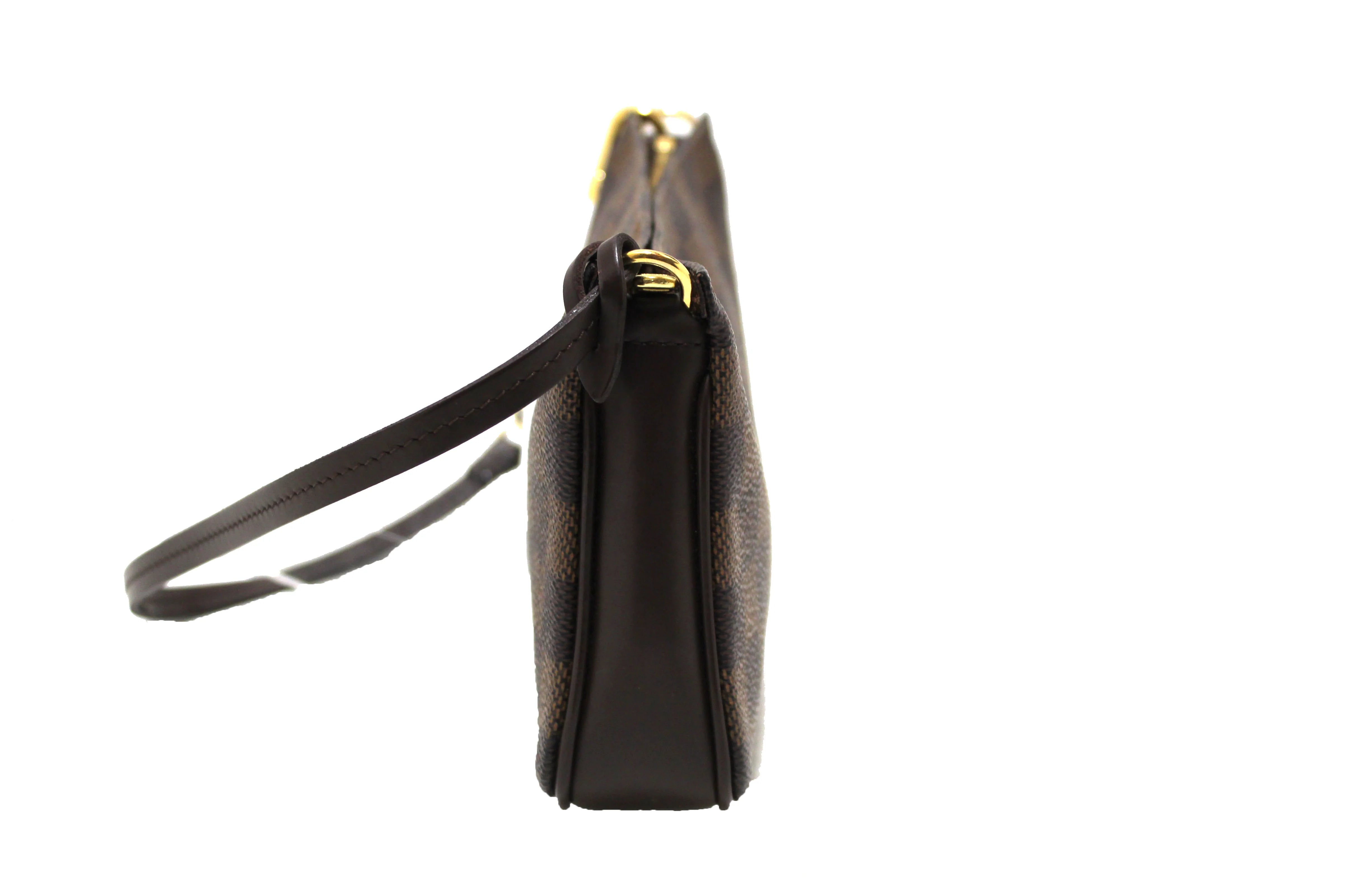 Authentic Louis Vuitton Damier Ebene Navona Pochette Crossbody Bag with Extender Key Ring - Perfect for Women's Everyday Use, Travel & Special Occasions