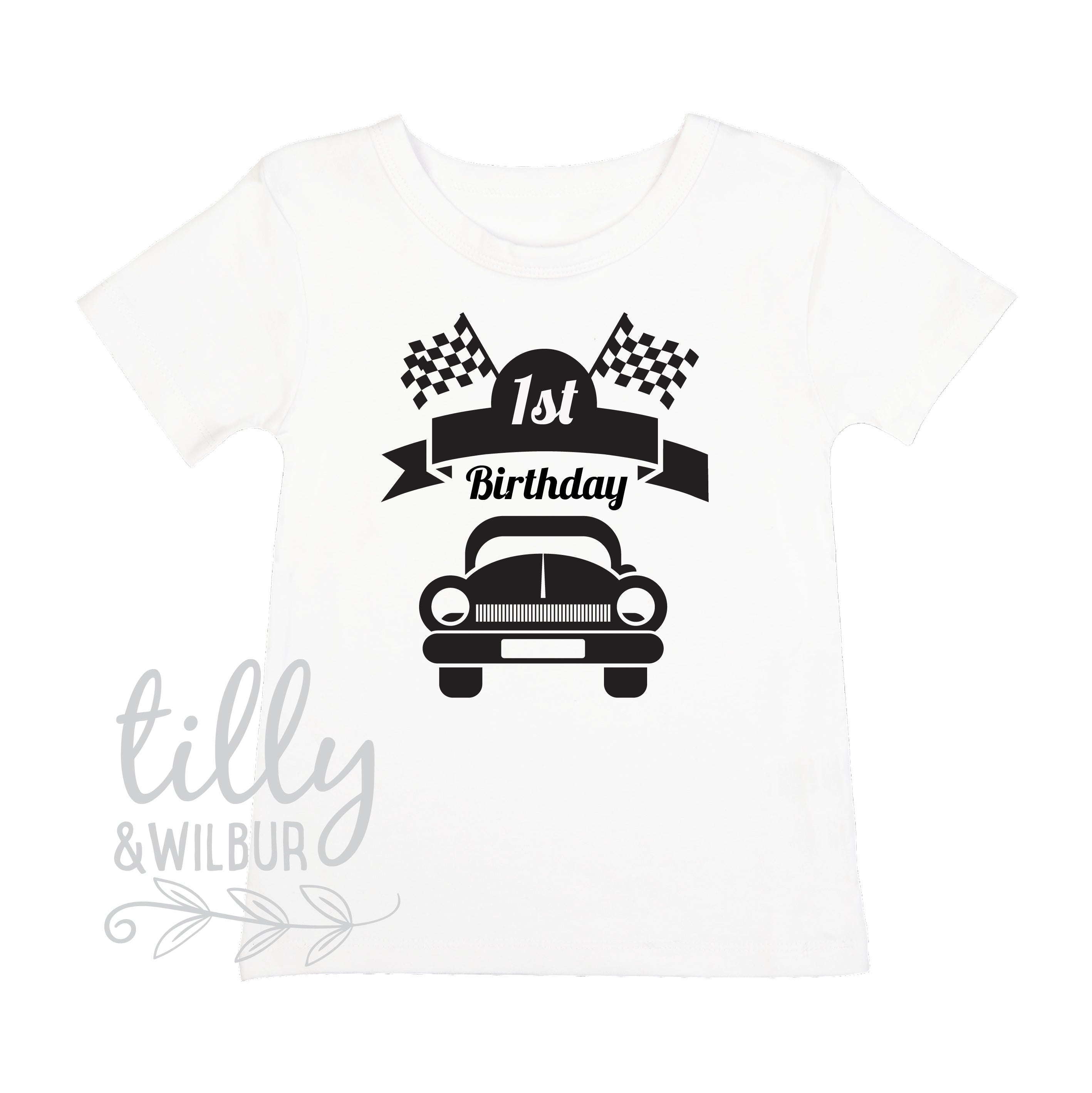 1st Birthday Racing Car T-Shirt for Boys - Cute Toddler Outfit for Race Car Themed Parties & Photo Shoots