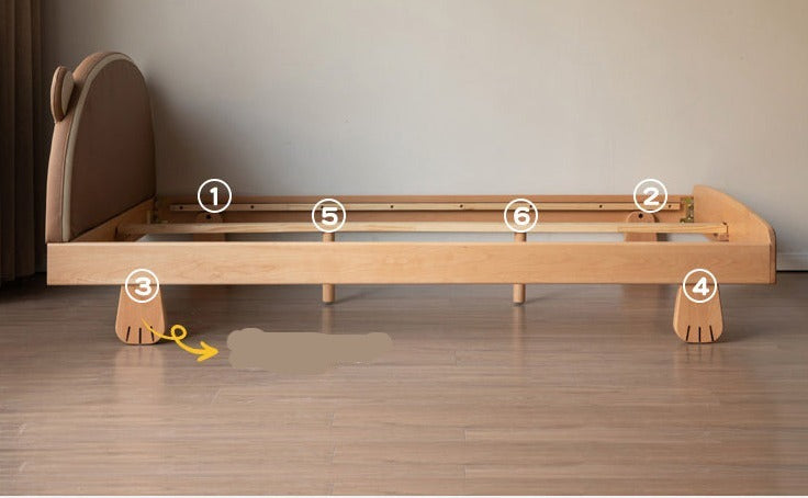 Solid Wood Bear Box Bed - Handcrafted from Premium Beech & Oak - Durable & Stylish Storage Solution for Kids' Rooms, Nurseries, and Cabin Decor