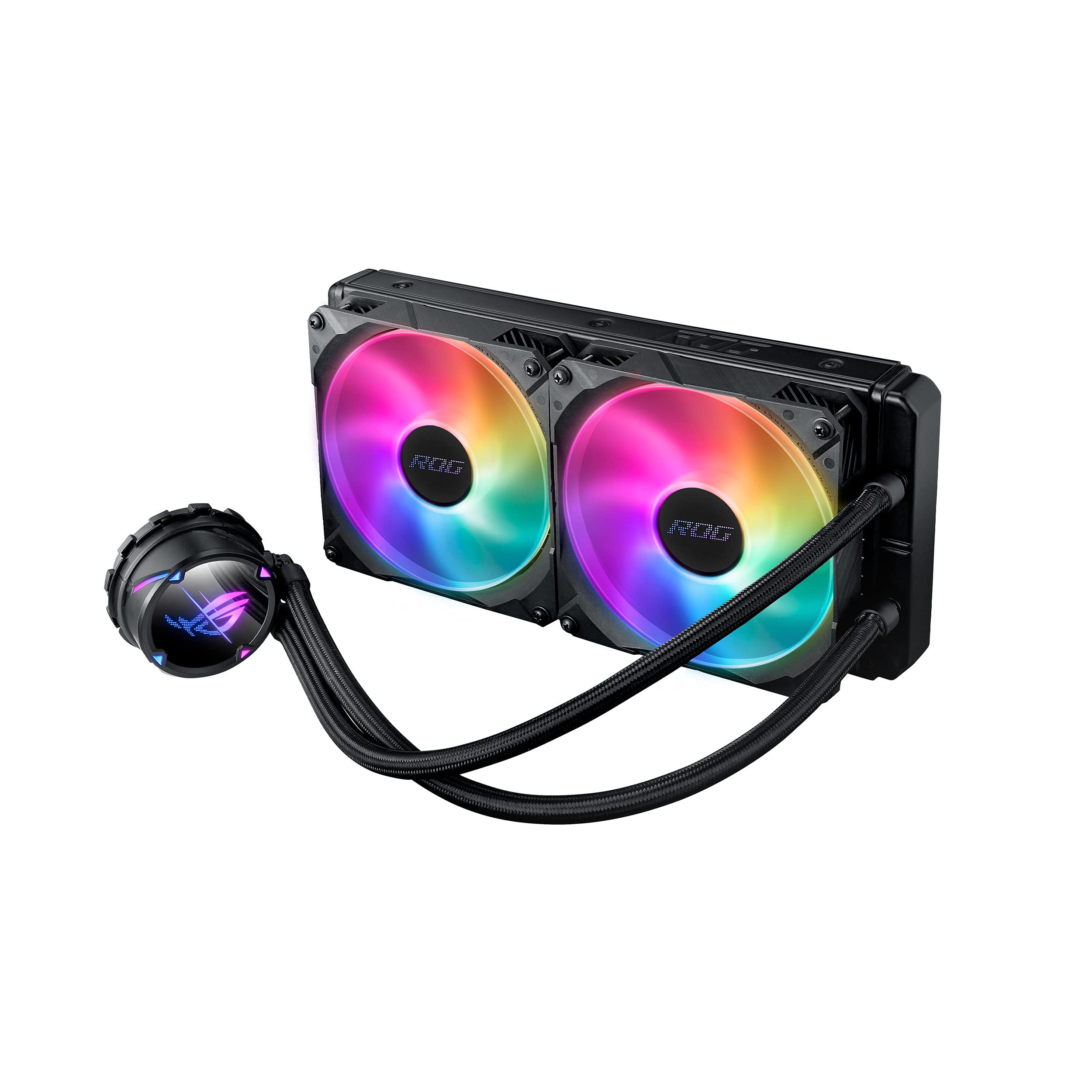 ASUS ROG Strix LC II 280 ARGB AIO Liquid CPU Cooler with Aura Sync - Compatible with AMD AM4/TR4 & Intel LGA 1150/1151/1155/1156/1200/2066 - Dual 140mm ROG RGB Radiator Fans - Perfect for Gaming PCs & High-Performance Workstations