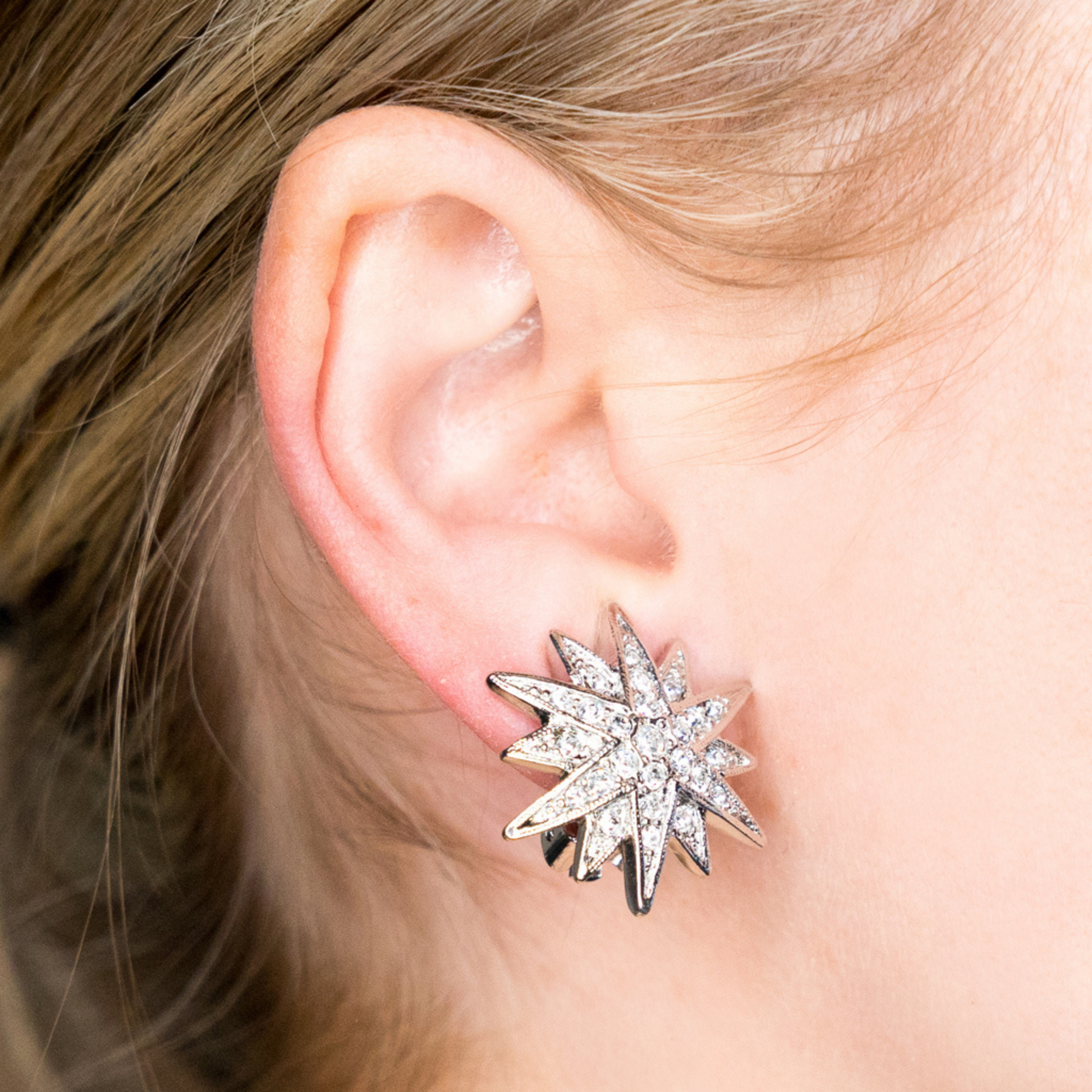 Sparkling Crystal Starburst Stud Earrings for Women - Elegant Dangle Earrings for Party, Wedding & Everyday Wear