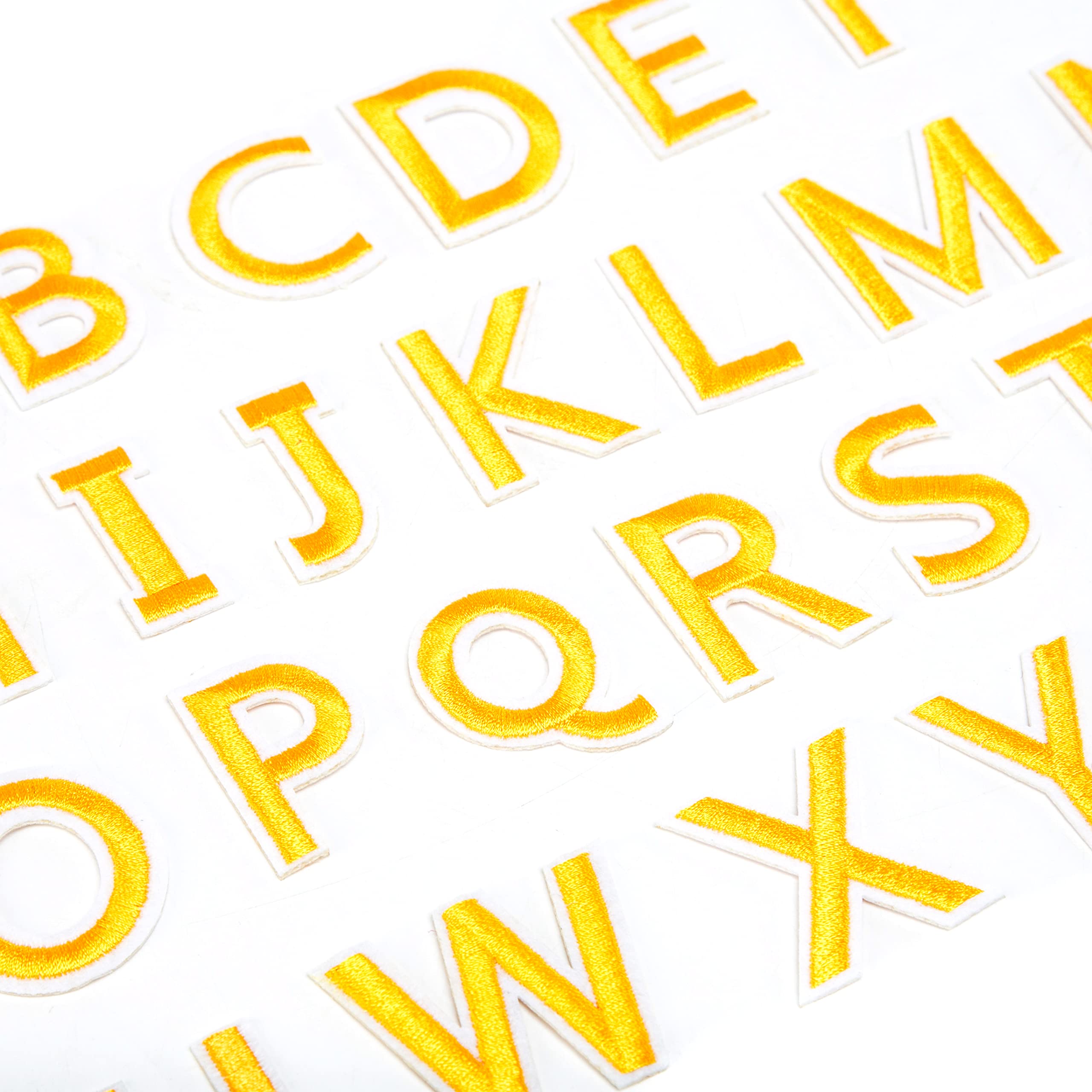 72 PCS Iron-On Embroidered Letters A-Z & Numbers 0-9 Patches for Clothes - DIY Applique for Hats, Jeans, Dresses & Accessories (Yellow) - Perfect for Customizing Jackets, Backpacks & Denim Crafts
