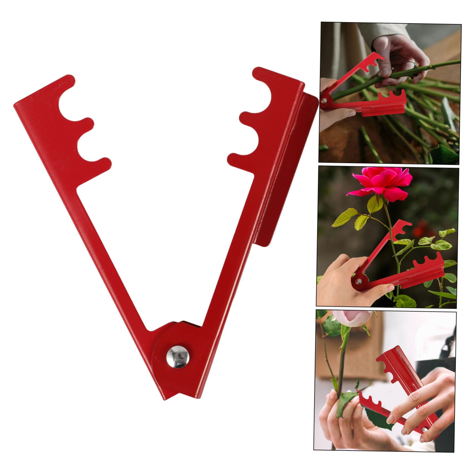 3PCS Rose Gardening Shears Set - Floral Thorn Stripper, Flower Stem Cleaner & Leaf Remover Pruning Shears for Gardening, Bonsai, Floral Arrangement | Perfect for Rose Care, Garden Maintenance & DIY Bouquets (Red)