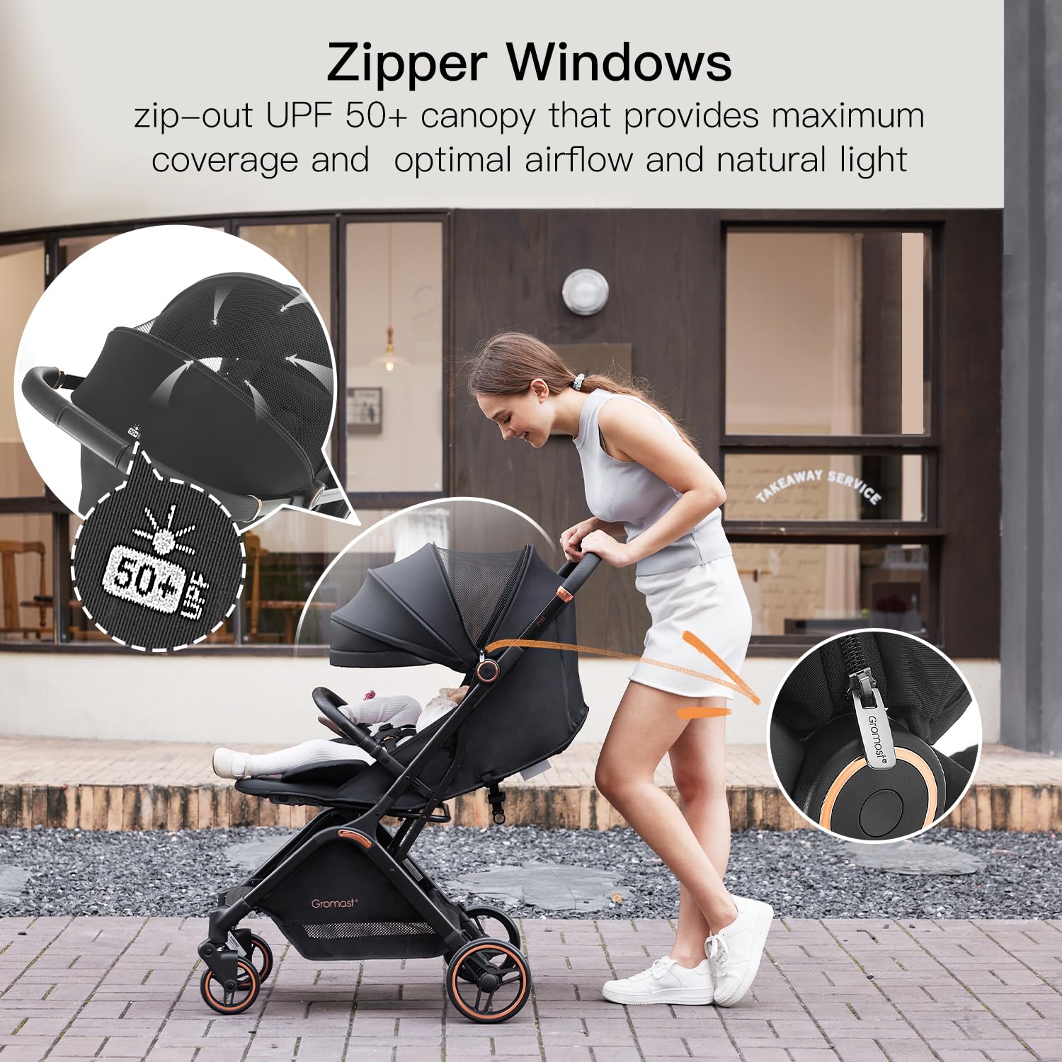 Lightweight Automatic Folding Baby Stroller - Portable Travel Stroller with Adjustable Backrest, UV Protection Canopy & One-Hand Fold - Black | Perfect for Air Travel, Shopping & Daily Walks