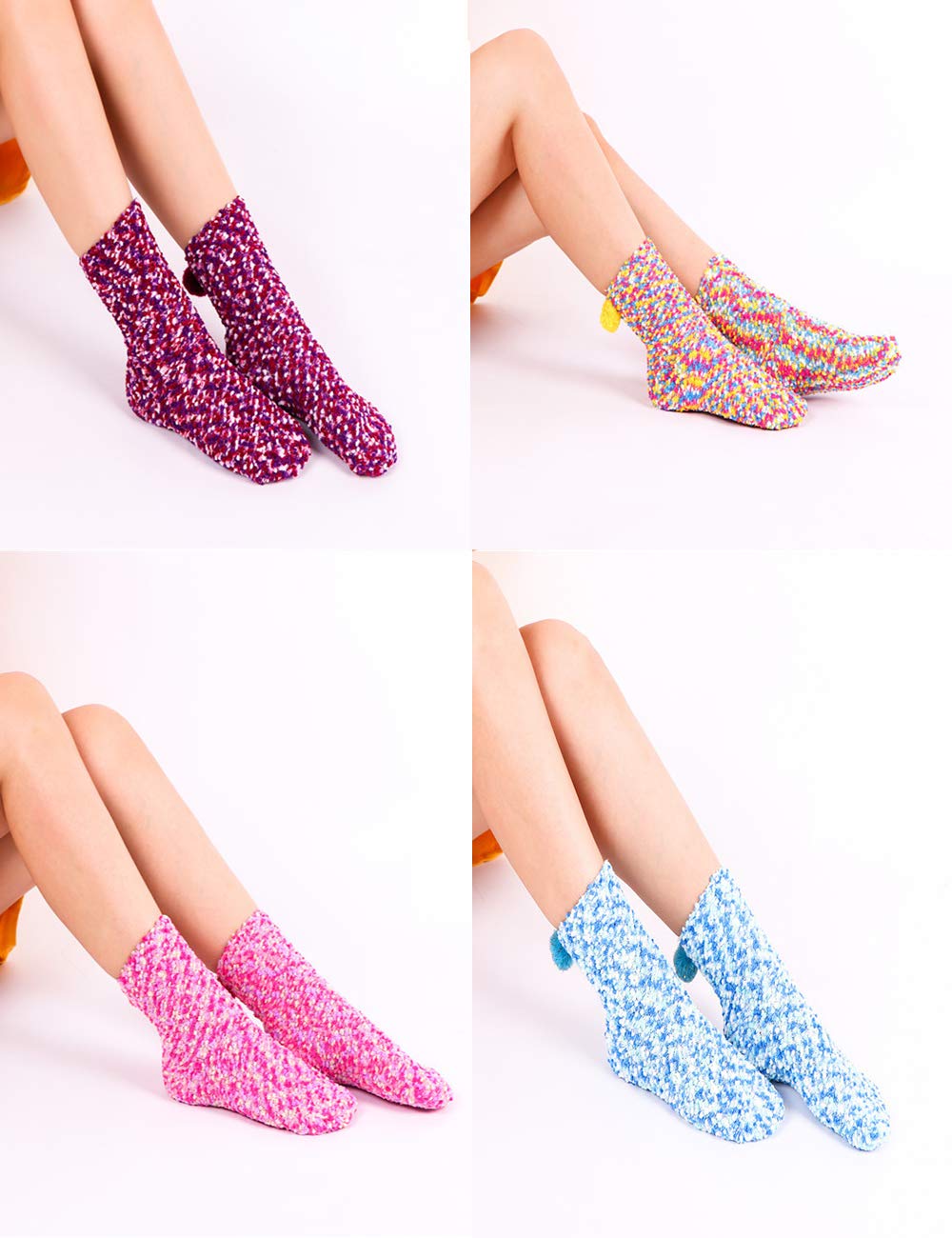 Cozy Women's Fuzzy Socks with Polka Dots - Non-Slip Slipper Socks for Winter Warmth, Cute Cupcake Pattern Gift Idea - Perfect for Lounge, Bedtime & Cold Weather Comfort