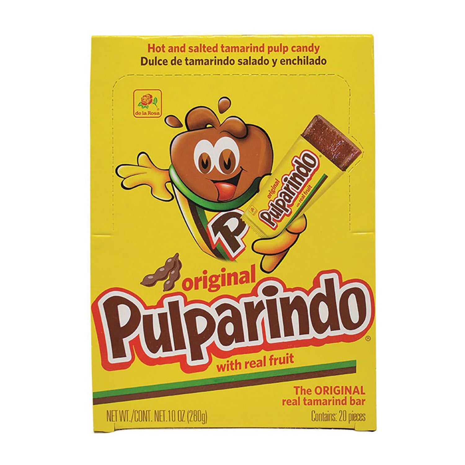 De La Rosa Pulparindo Amarillo Tamarind Candy | 20ct Box | Mexican Candy for Parties, Snacks & Gifts