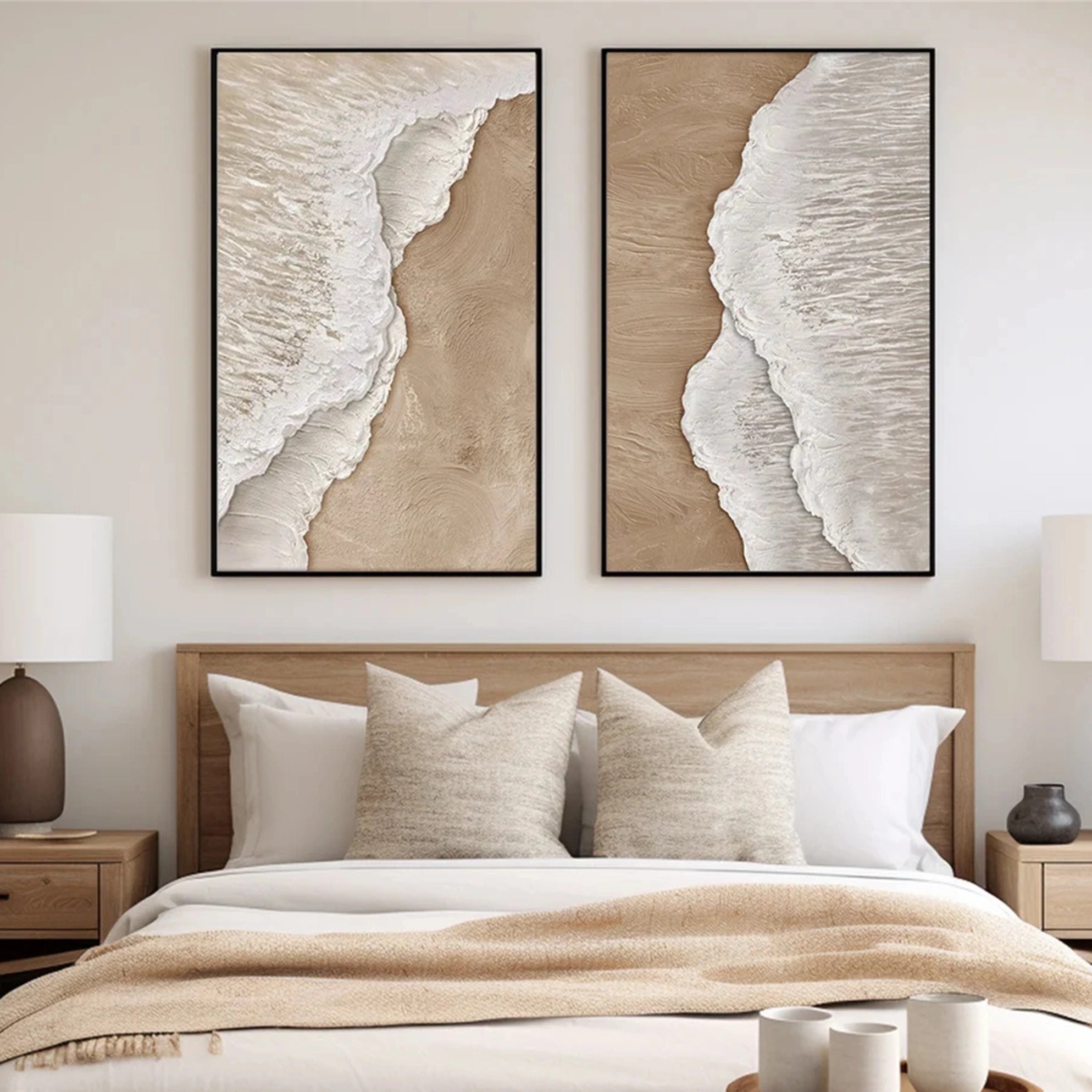 Ocean and Sky Painting Set of 2 - Handmade Canvas Wall Art for Home & Office Decor - Perfect for Living Room, Bedroom or Beach House