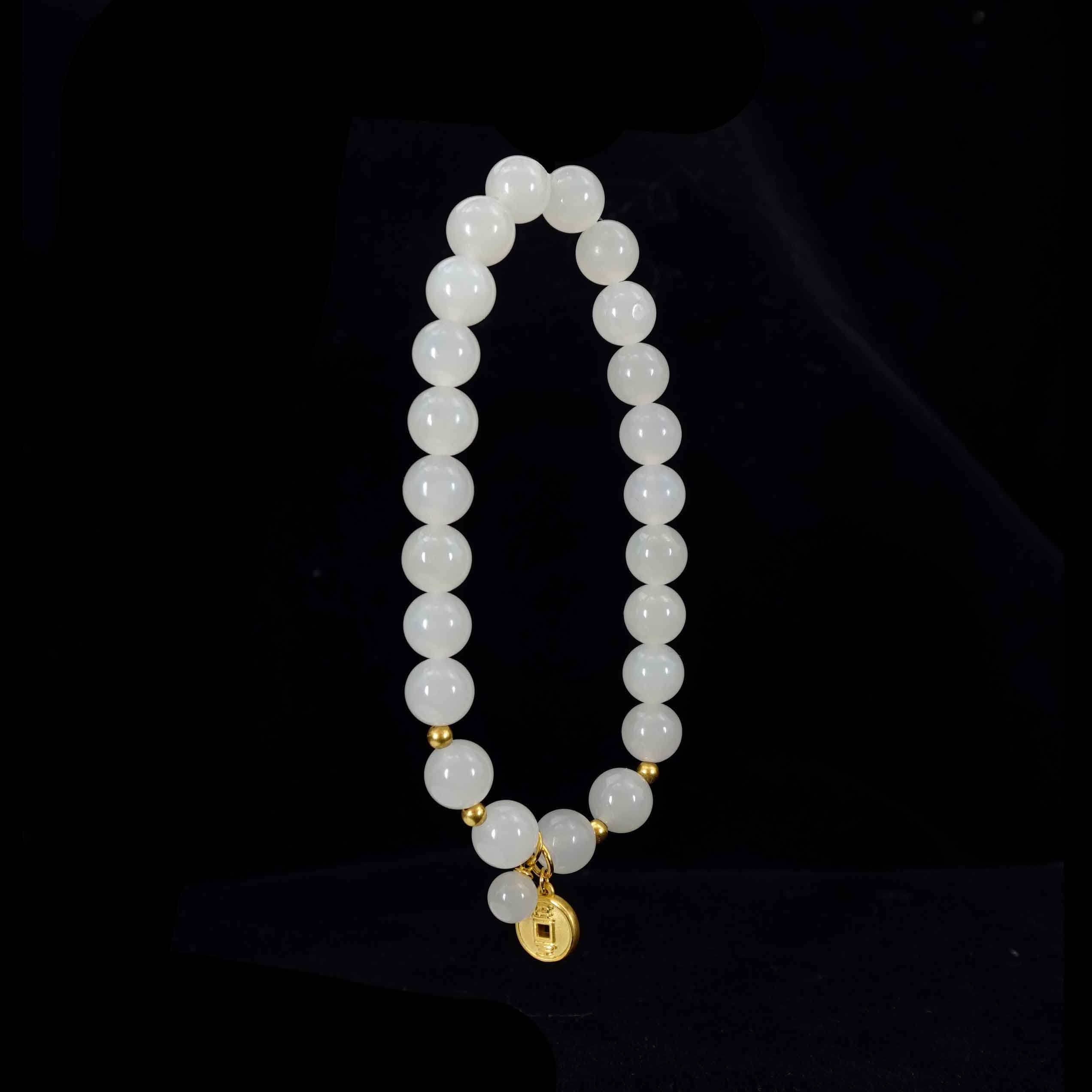 24K Gold Plated Nephrite Jade Bracelet for Women - Elegant Healing Stone Jewelry for Meditation, Yoga & Spiritual Wellness