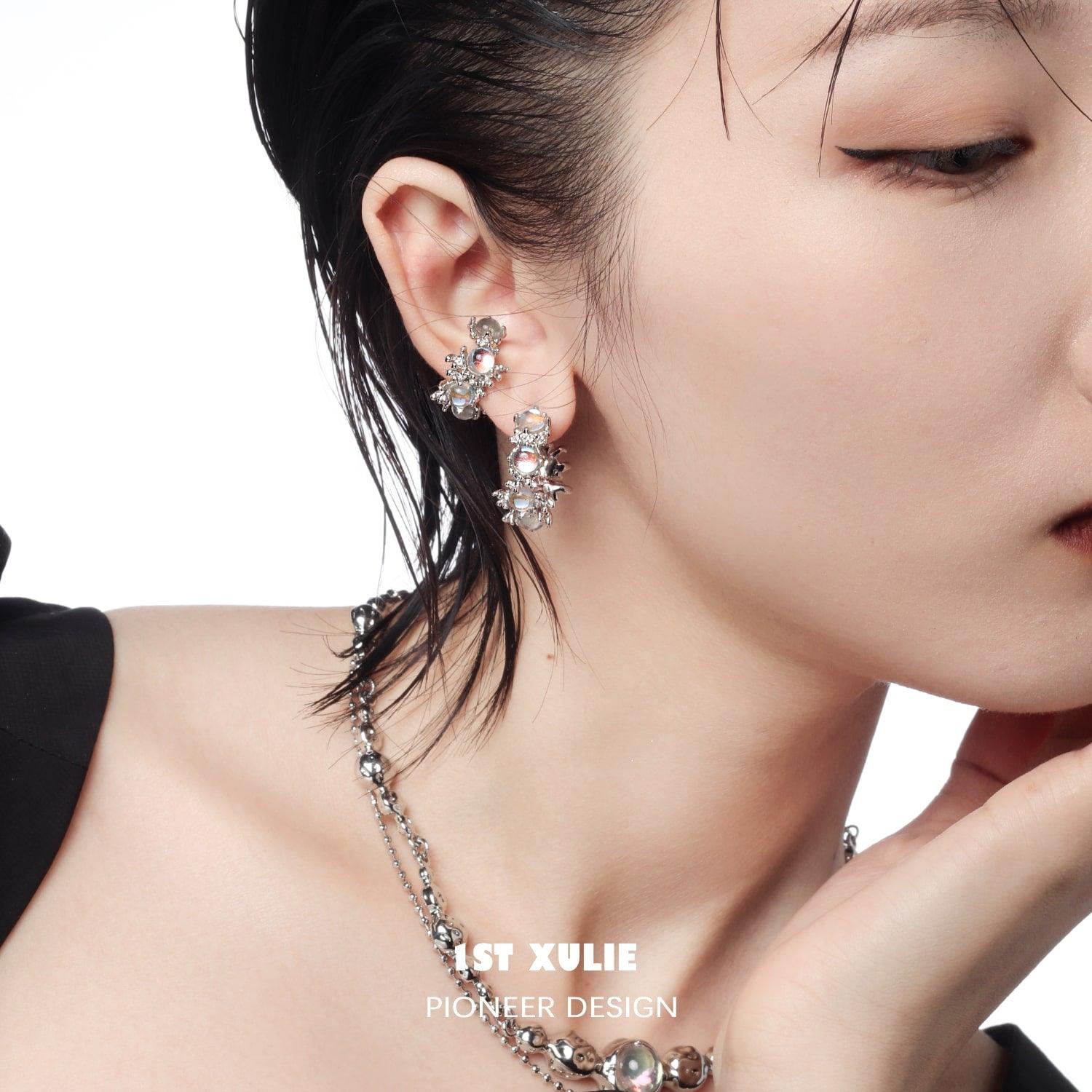 Moon Stone Sparkling Coral Earrings™ – Elegant Handmade Jewelry for Women | Perfect for Weddings, Parties & Special Occasions