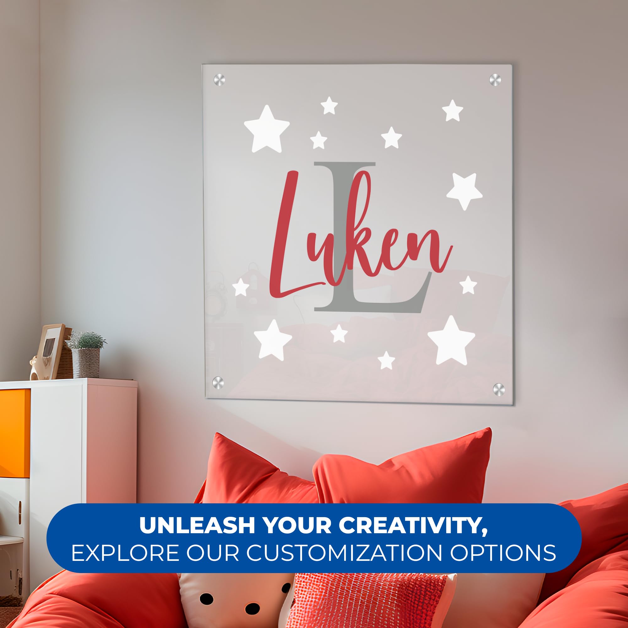 Personalized Acrylic Name & Initial Frame - Custom Wall Decor for Bedroom, Nursery, Baby Room - Multiple Sizes & Shapes - Perfect for Home Decor, Wedding Gifts & Nursery Wall Art