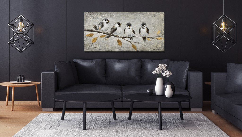 Elegant Grey & Gold Wall Art - 40x20 Inches - Perfect for Small Gatherings, Living Room Decor, and Home Office Aesthetics