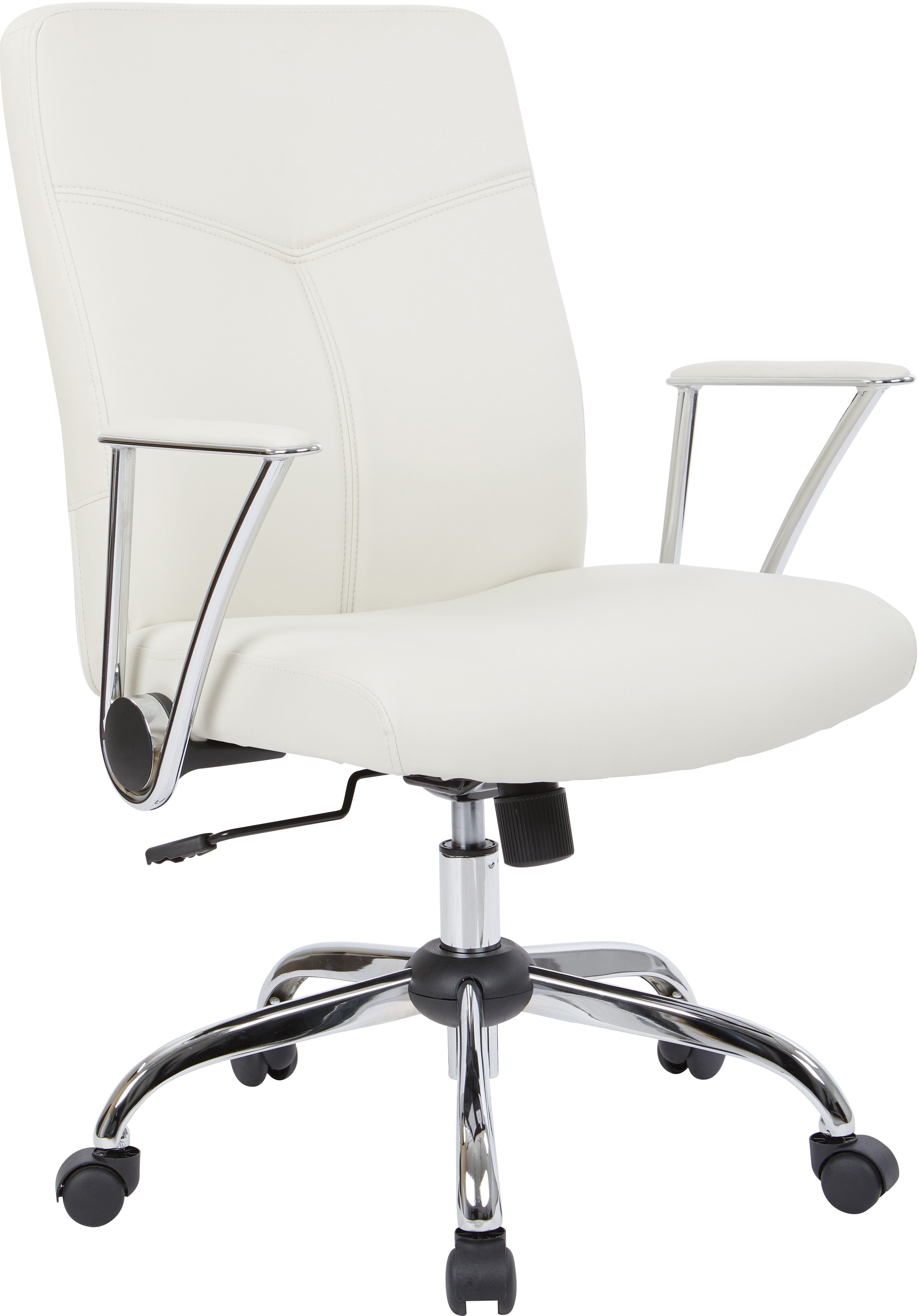 Office Star Faux Leather Executive Chair with Flip-Up Arms & Chrome Base - Ergonomic Desk Chair for Home Office, Conference Room & Study [FL80287C]
