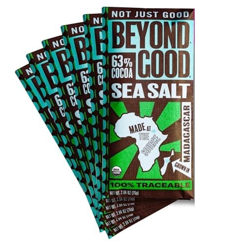 Beyond Good Organic Dark Chocolate Bars 6-Pack | 63% Single Origin Madagascar Heirloom Cacao | Vegan, Kosher, Non-GMO, Direct Trade | Perfect for Gifts, Baking & Healthy Snacking