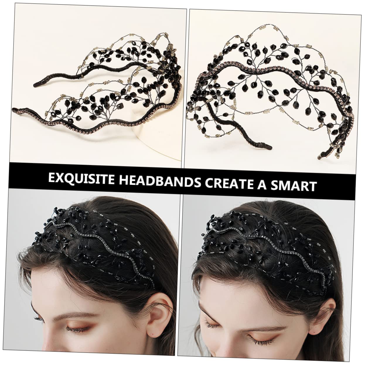 Minkissy 3-Piece Crystal Rhinestone Headband Hair Ties Set for Women - Elegant Bridal & Wedding Hair Accessories, Mesh Hair Hoop Jewelry for Bridesmaids, Prom, Parties & Special Occasions