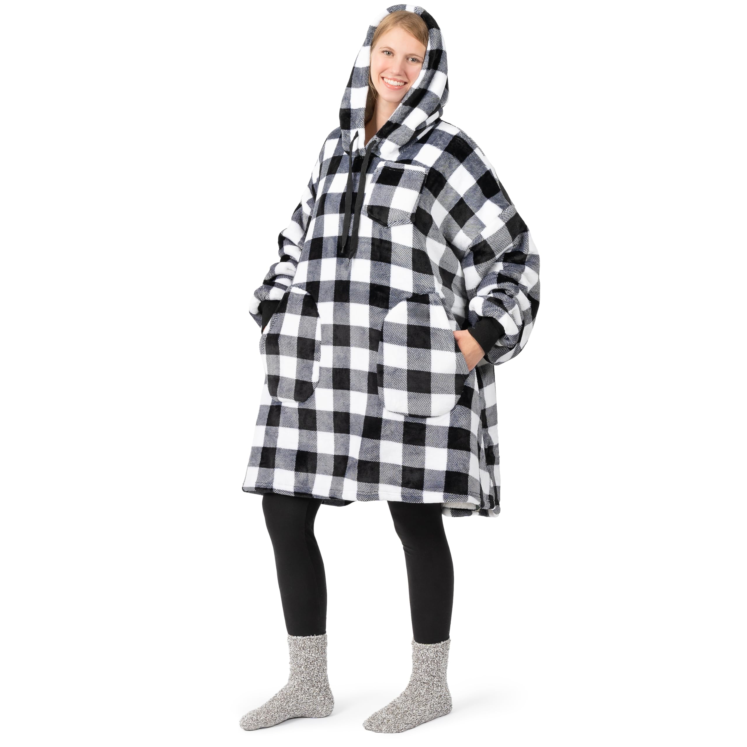 PAVILIA Women's Sherpa Wearable Blanket Hoodie - Oversized Fleece Hooded Sweatshirt Blanket for Men & Women | Perfect for Lounging, Netflix Nights & Outdoor Camping