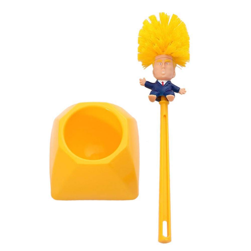 Donald Trump Toilet Brush with Stand - Non-Slip Bathroom Cleaning Tool with Sturdy Base for Deep Cleaning | Novelty Political Gift for Trump Supporters | Perfect for Home, Office, or Gag Gift Use