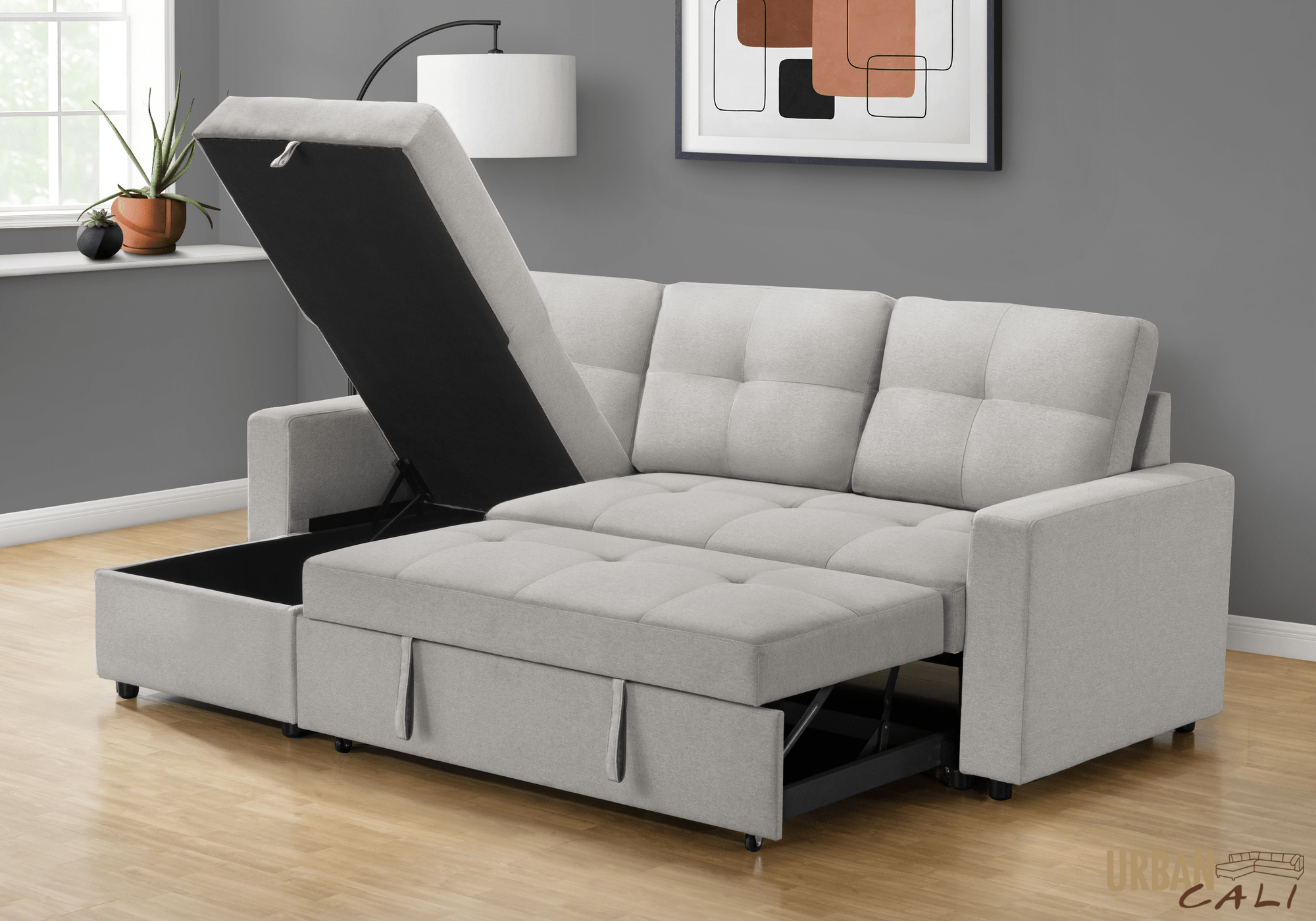 Venice Sleeper Sectional Sofa Bed with Reversible Storage Chaise - 5 Color Options | Convertible Couch for Small Spaces, Guest Room & Apartment Living