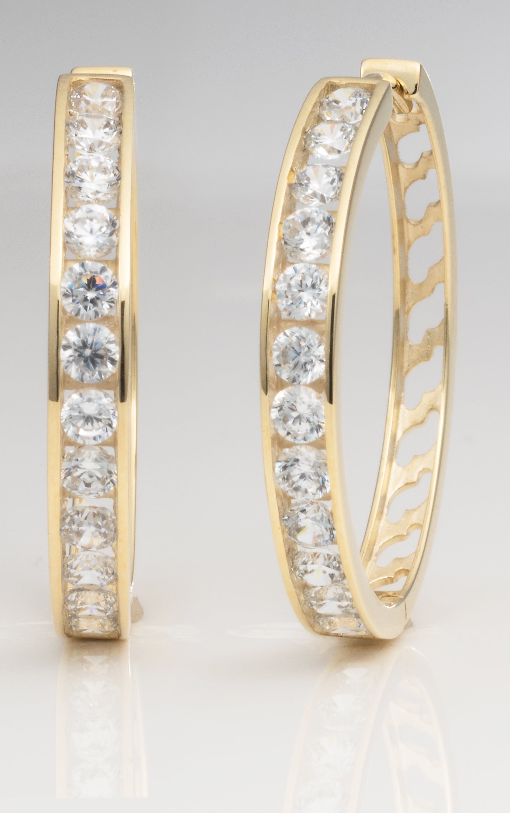9ct Gold Plated Cubic Zirconia Hoop Earrings for Women - Elegant Hypoallergenic Stud Earrings for Party, Wedding & Everyday Wear