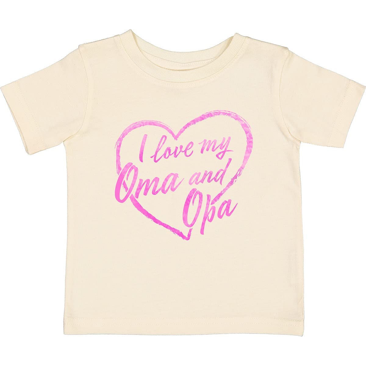 Inktastic I Love My Oma and Opa Pink Chalk Heart Baby T-Shirt - Cute Grandparent Gift for Infants & Toddlers, Perfect for Family Photos & Special Occasions
