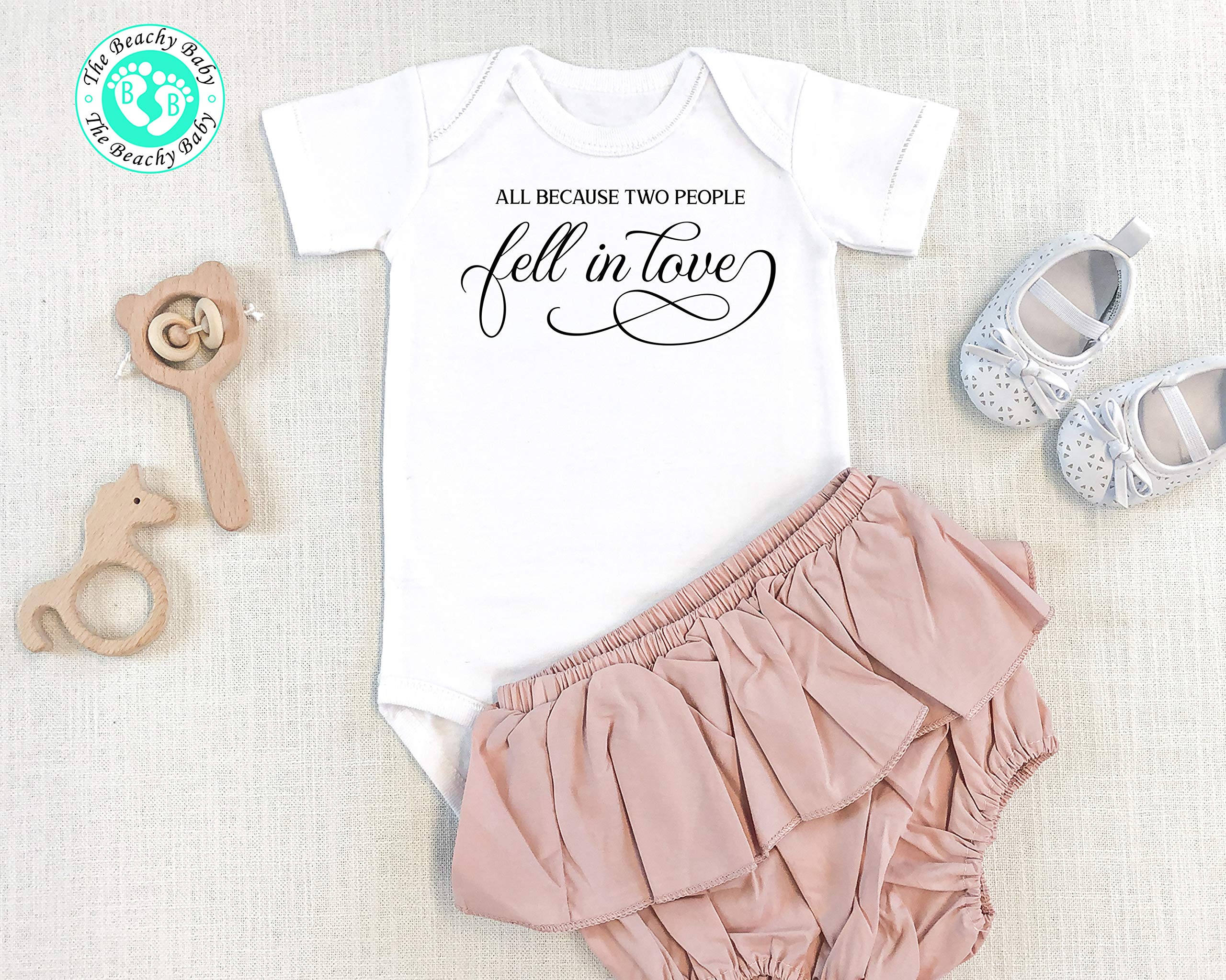Valentine's Day Baby Onesie - 'All Because Two People Fell In Love' Cute Newborn Romper | Perfect Baby Shower Gift & Gender Reveal Outfit for Boys & Girls | Ideal for Announcement Photos & First Valentine's Celebration