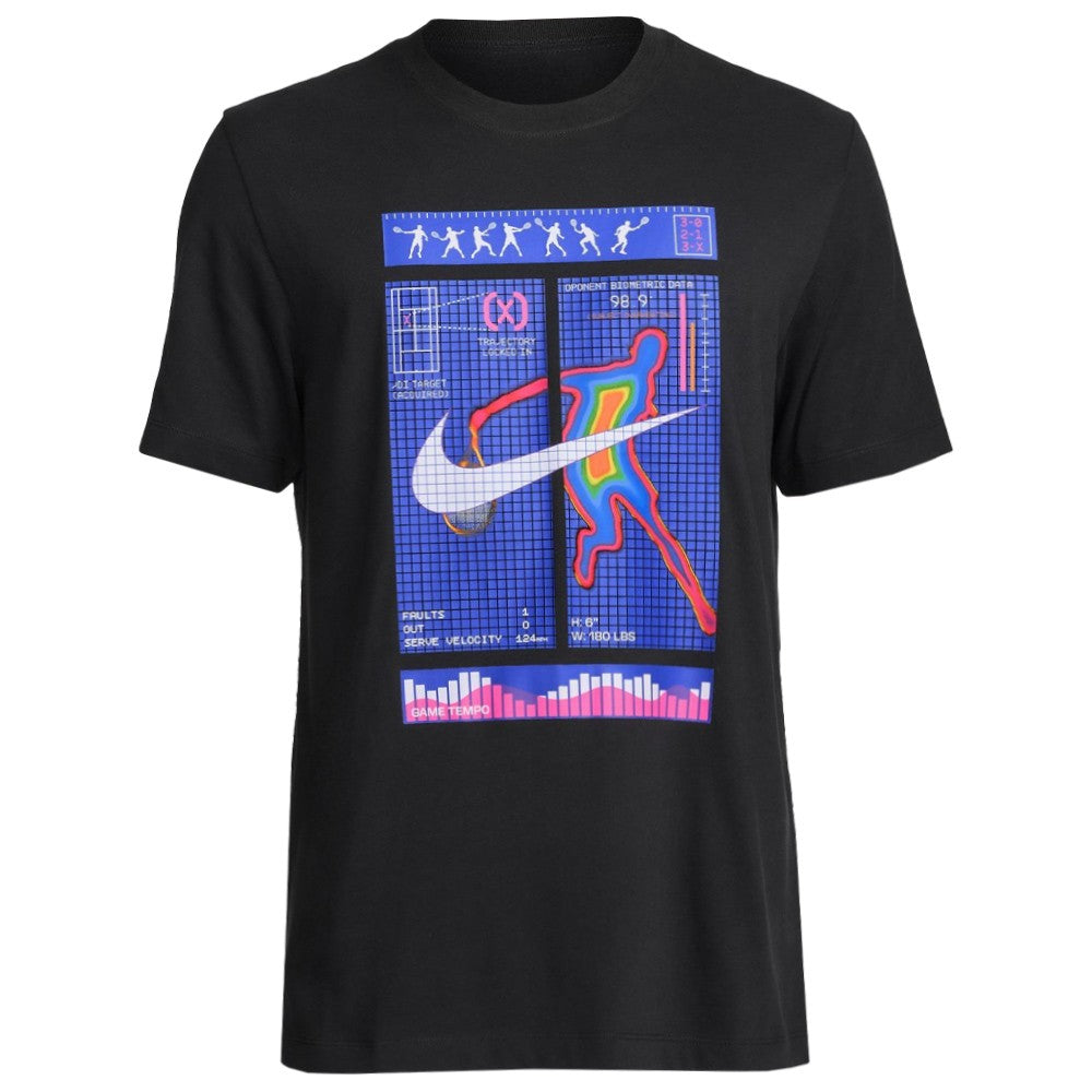 Nike Men's Court Graphic Tee - Black Cotton Short Sleeve T-Shirt for Casual Wear & Street Style