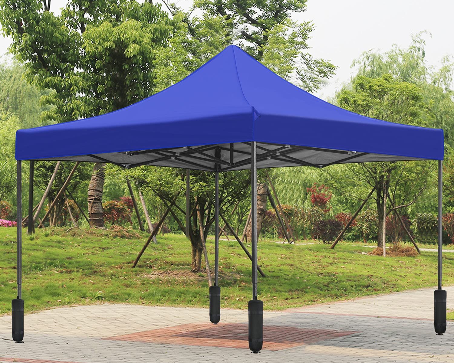 10x10 Pop Up Canopy Tent - White Instant Shelter with UV Protection, Easy Setup Straight Legs, Portable Carry Bag & Sand Bags - Perfect for Outdoor Events, Camping, Beach, Picnics & Commercial Use (Blue)