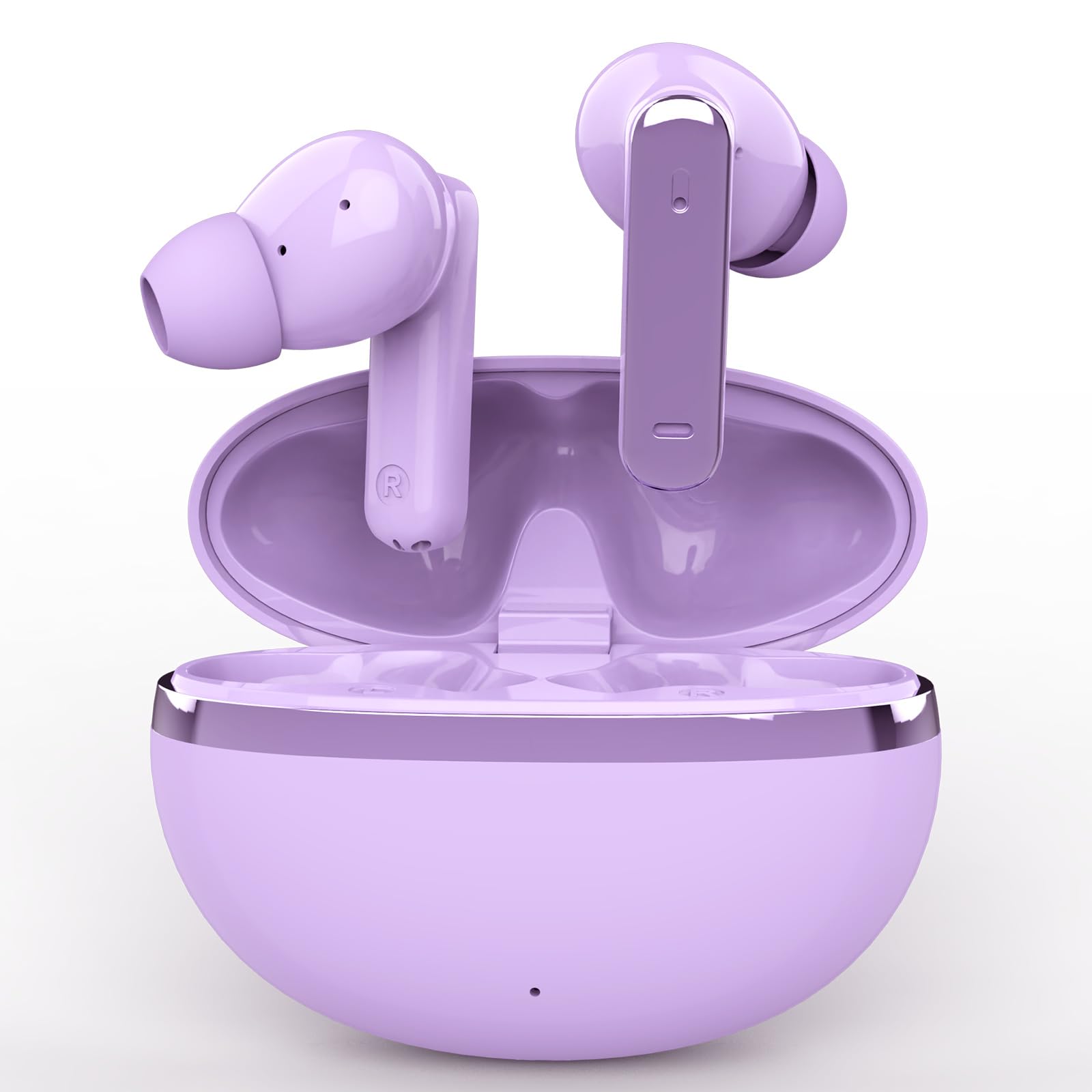 Wireless Bluetooth 5.3 Earbuds with Charging Case, Stereo Headphones with Mic for iPhone Android Smartphones - Purple | Gym, Running, Travel & Workout Use