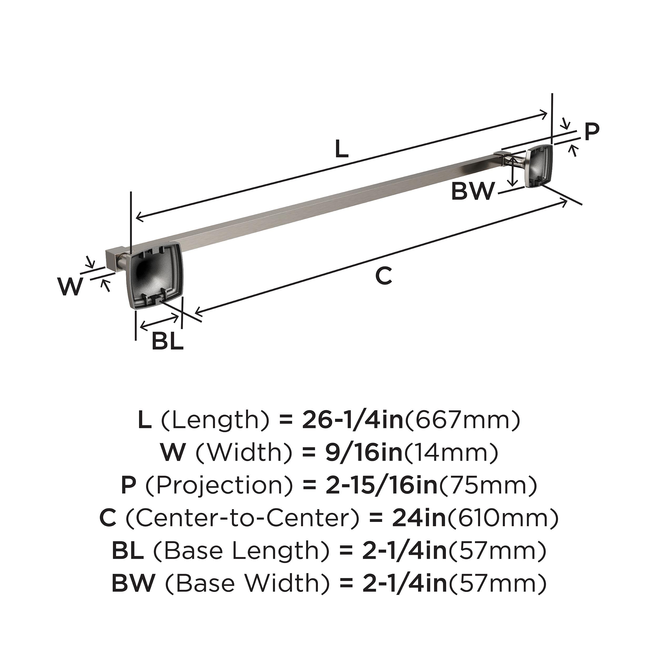Amerock BH36094G10 Brushed Nickel 24-Inch Towel Bar - Modern Bathroom Towel Rack Holder for Bathroom, Spa, and Guest Room Decor | Durable Bath Hardware Accessories (610mm)