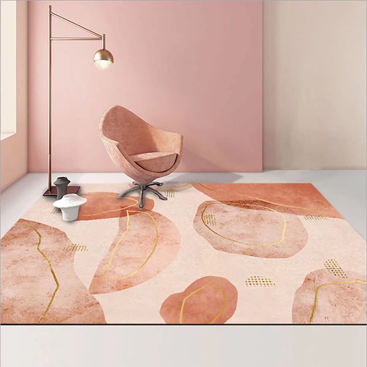 Modern Abstract Geometric Large Area Rug 6'x9' - Non-Shedding Low Pile Carpet for Living Room, Bedroom & Office - Soft Rectangular Floor Mat for Home Decor & Comfort