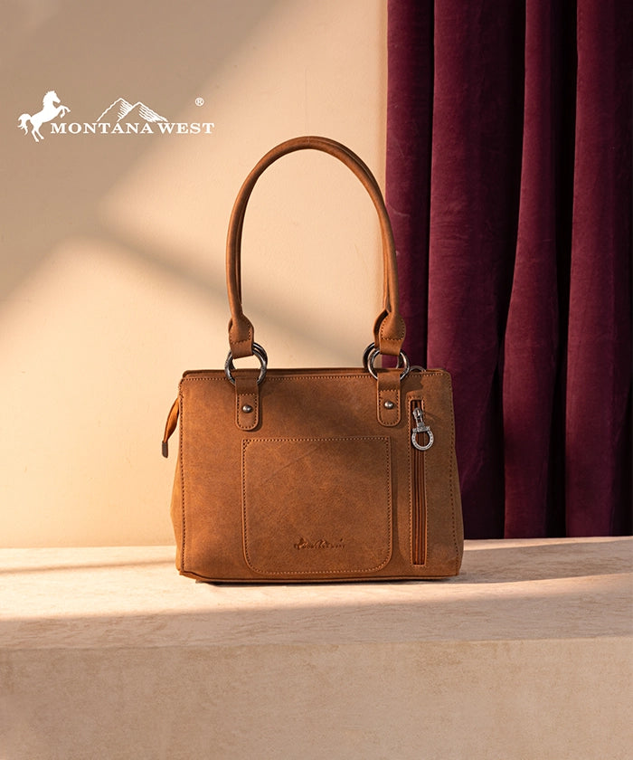 Montana West Southwestern Diamond Cross Stitch Concealed Carry Satchel Purse for Women - Stylish Leather Handbag with Hidden Gun Pocket for Everyday Carry & Outdoor Adventures