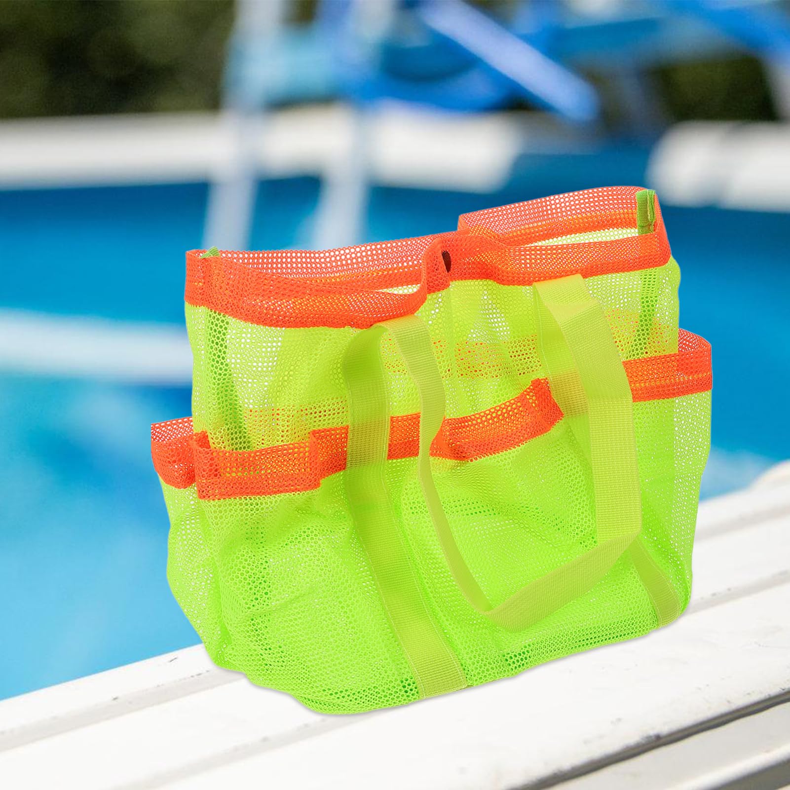 PAMINGONO Large Waterproof Beach Bag with Mesh Pockets - Lightweight Backpack for Beach, Pool, Camping & Travel - Perfect for Towels, Toys & Toiletries