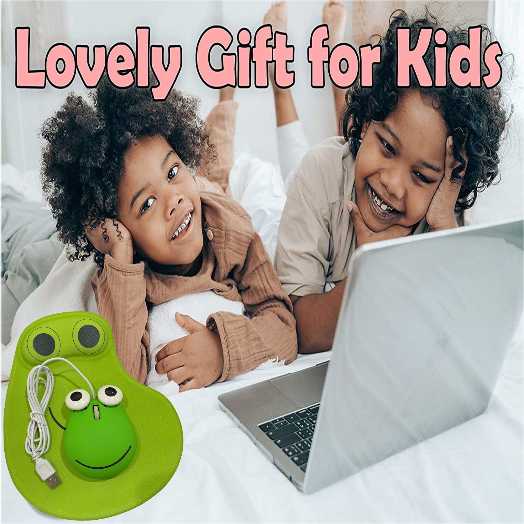 Cute Wired Frog Mouse - Ergonomic Computer Mouse with Mouse Pad for Kids & Adults | Mini Lovely Animal Frog Shaped Mouse for Laptop & Desktop PC | Perfect for Home, Office & School Use (Green)
