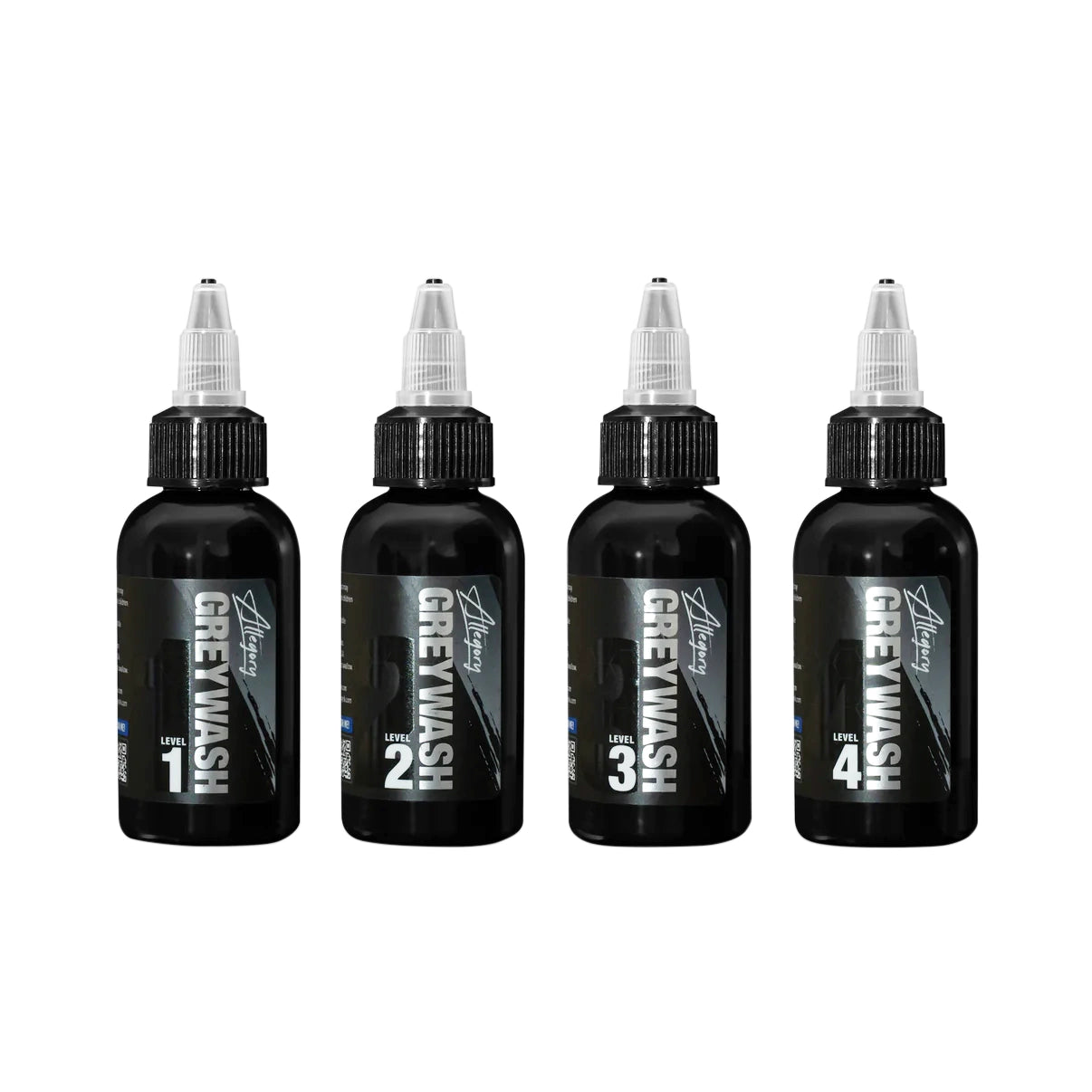 Premium Greywash Tattoo Ink Set of 4 - Professional Grade for Artists - Perfect for Shading and Realistic Tattoos