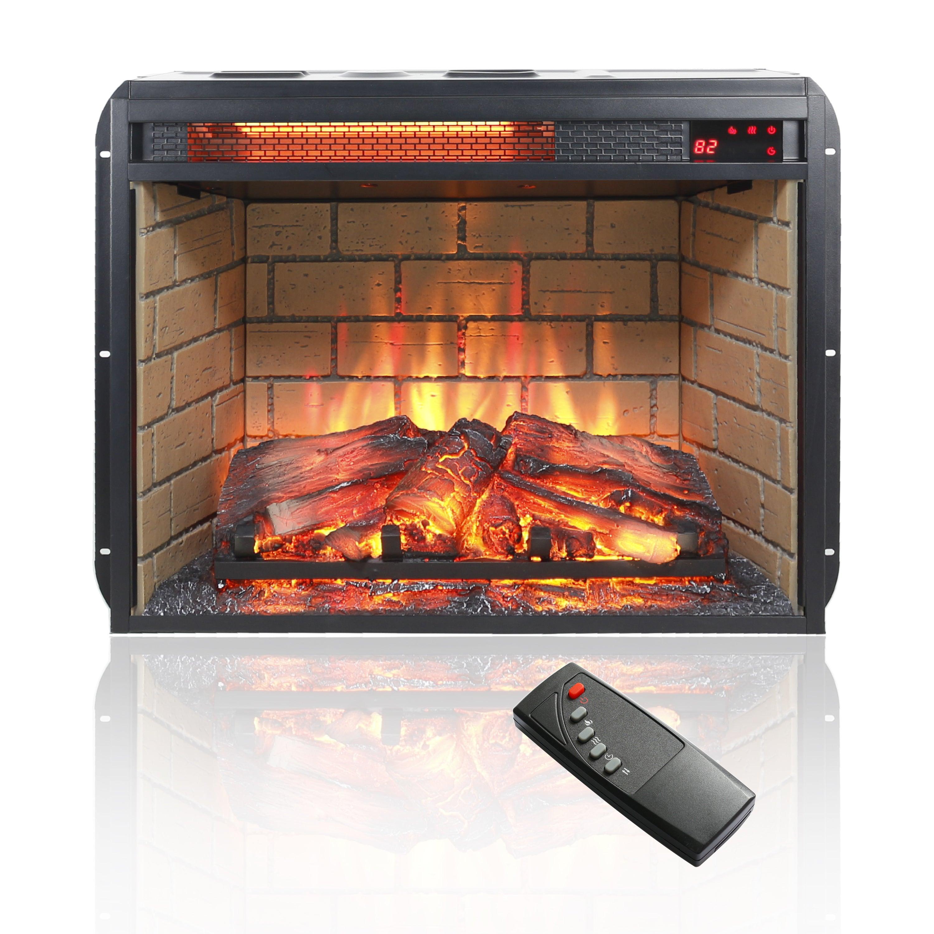 23 Inch Infrared Quartz Electric Fireplace Insert - Realistic Flame Effect, Remote Control - Perfect for Living Room, Bedroom & Office Heating