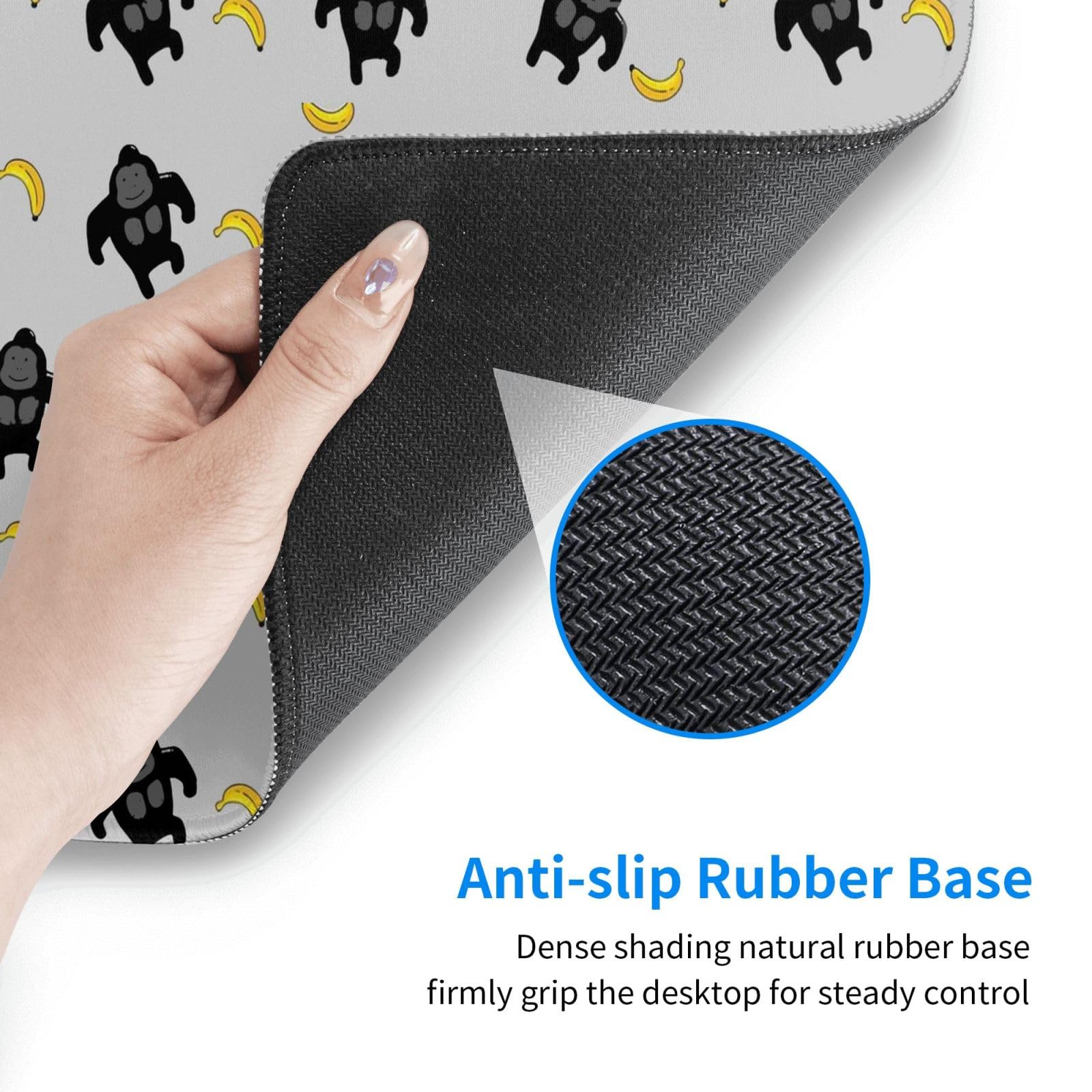 Cute Monkey Mouse Pad - Large Extended Rectangle Rubber Desk Mat (29.5x16 inches) for Keyboard & Mouse - Perfect for Office, Gaming & Home Workspace Setup