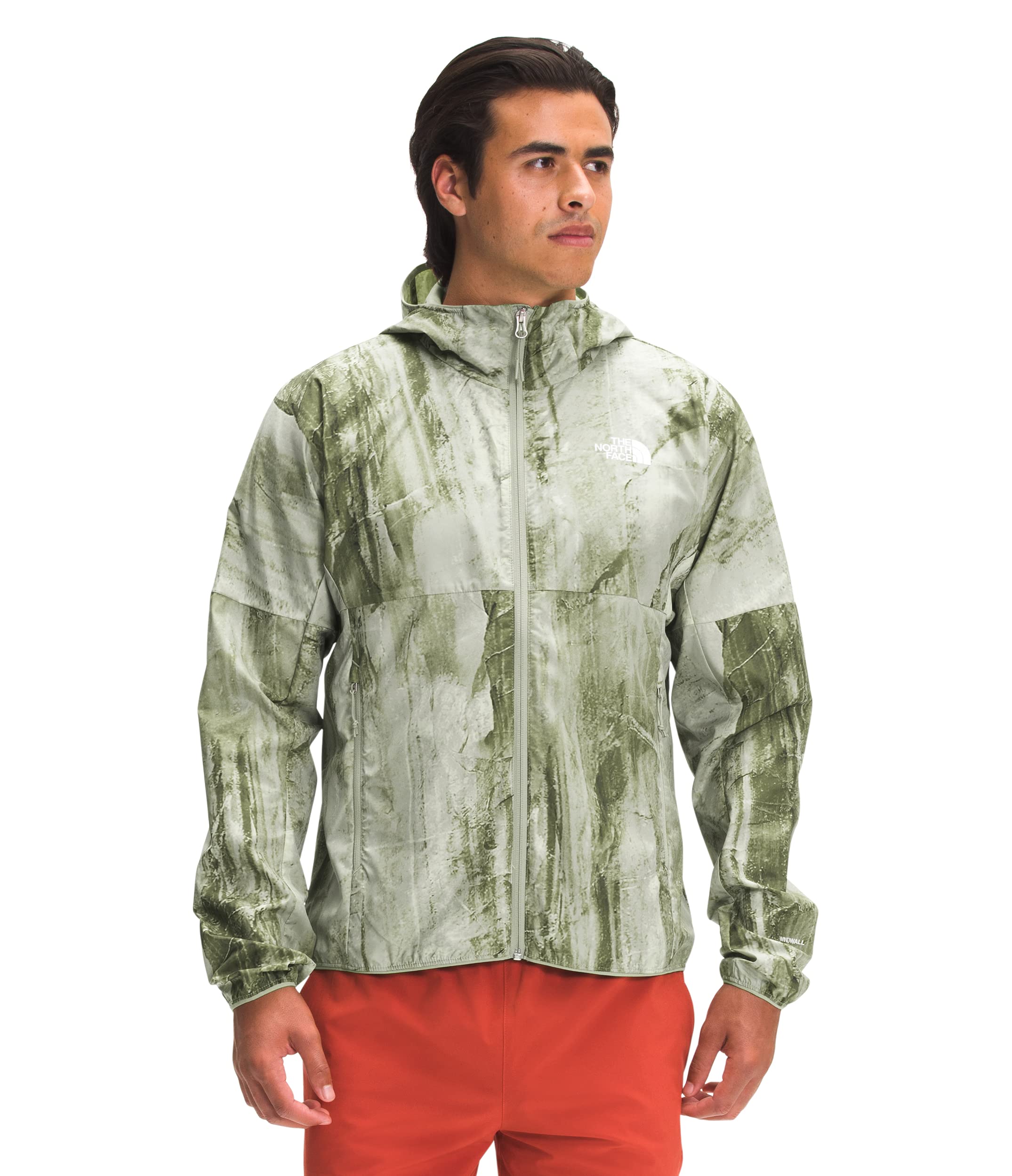 THE NORTH FACE Men's Lightweight Printed Hoodie - Tea Green Granitic Rock Design, Breathable & Comfortable Pullover for Hiking, Camping & Outdoor Activities (Size Large)