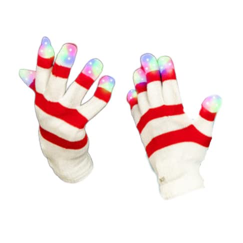 Blinkee Knitted Candy Cane Gloves with Multicolor LED Lights - Warm Winter Gloves for Christmas, Holiday Parties & Outdoor Festivities