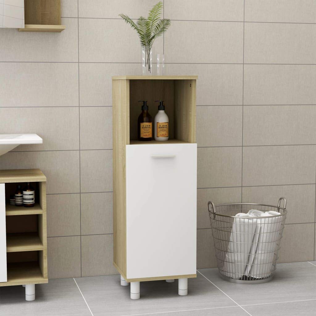 Freestanding Bathroom Vanity with Storage - 3 Compartments & Door, Gray (11.8x11.8x37.4) for Home & Office